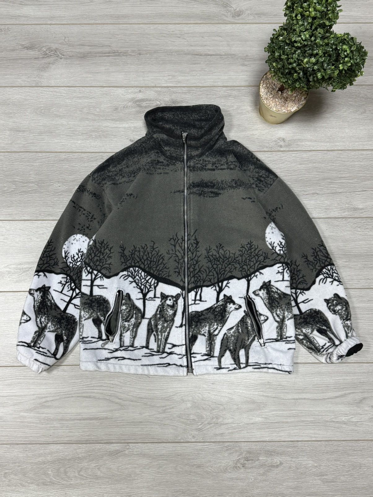 Streetwear × Vintage Vintage Orca Whale All Over Print Fleece