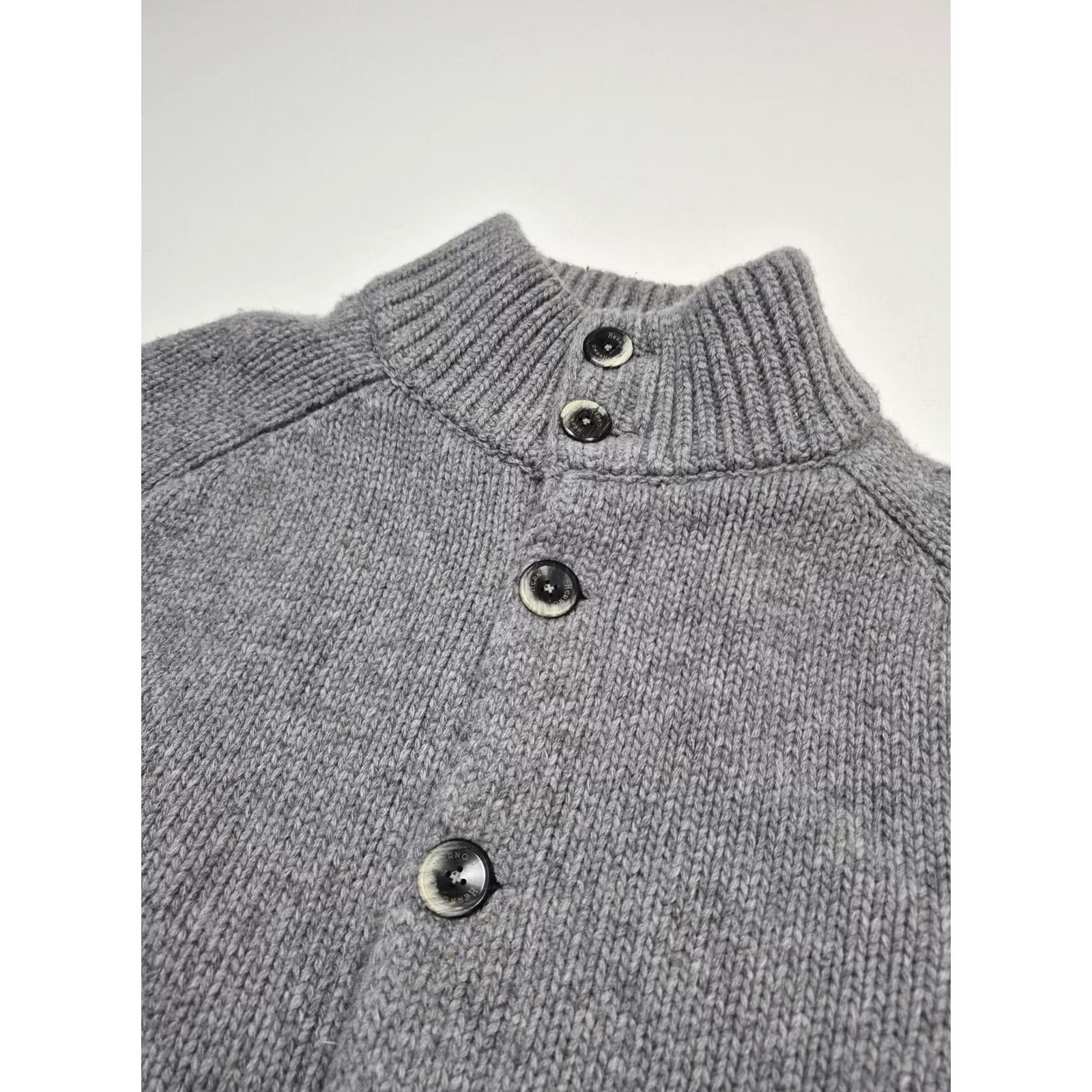 Herno Herno Jacket Mens 54 Gray Wool Knit Bomber Button Front Resort Italy Lined Size US L / EU 52-54 / 3 - 2 Thumbnail