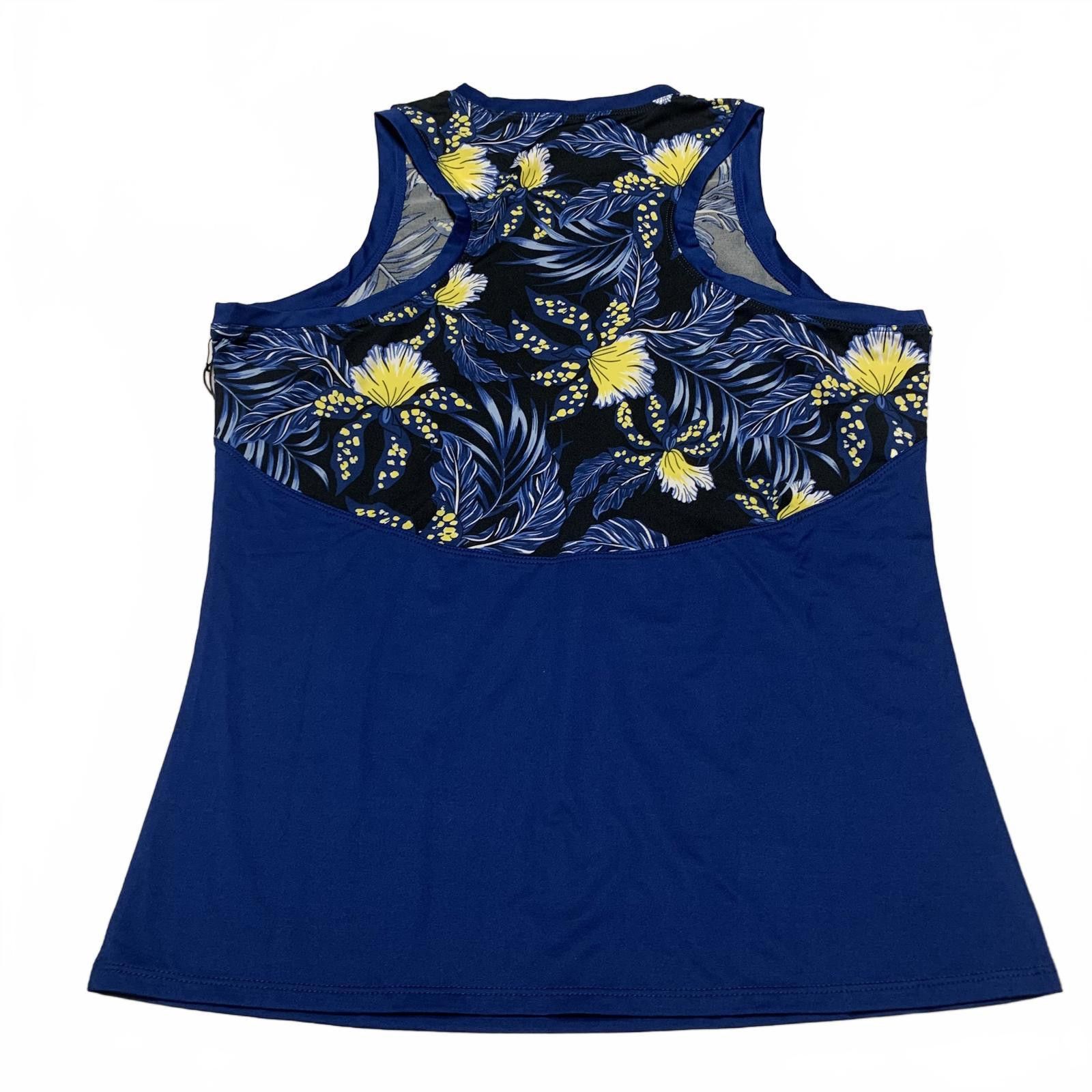 Ann Taylor TAIL Women's Sz M Debbie Blue Jungle Sleeveless Floral Top Size ONE SIZE - 3 Thumbnail