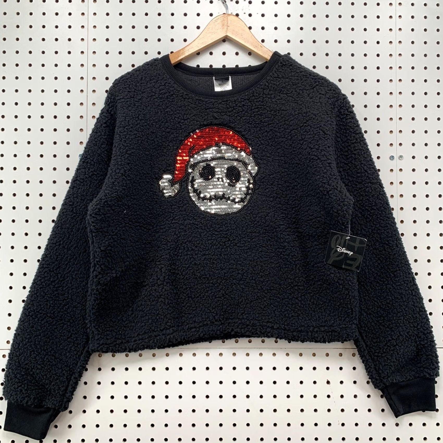 Disney Disney Nightmare Before Christmas Fleece Sherpa Sweater Womens Medium 21x22 Black Crew Neck Pullover Christmas Toys & Games Disney Princesses Womens Size M / US 6-8 / IT 42-44 - 2 Thumbnail