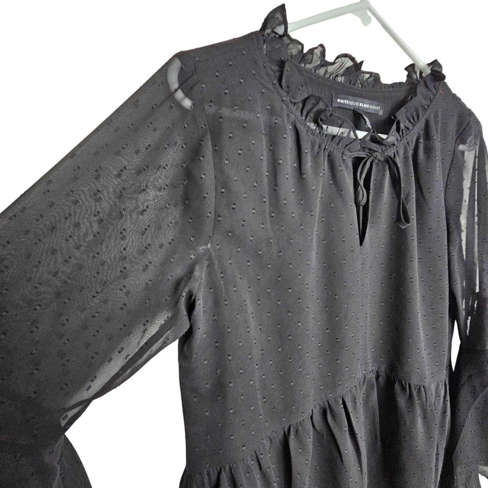 White House Black Market White House Black Market Womens Ruffle Top 4 Whimsygoth Vamp Size S / US 4 / IT 40 - 5 Thumbnail
