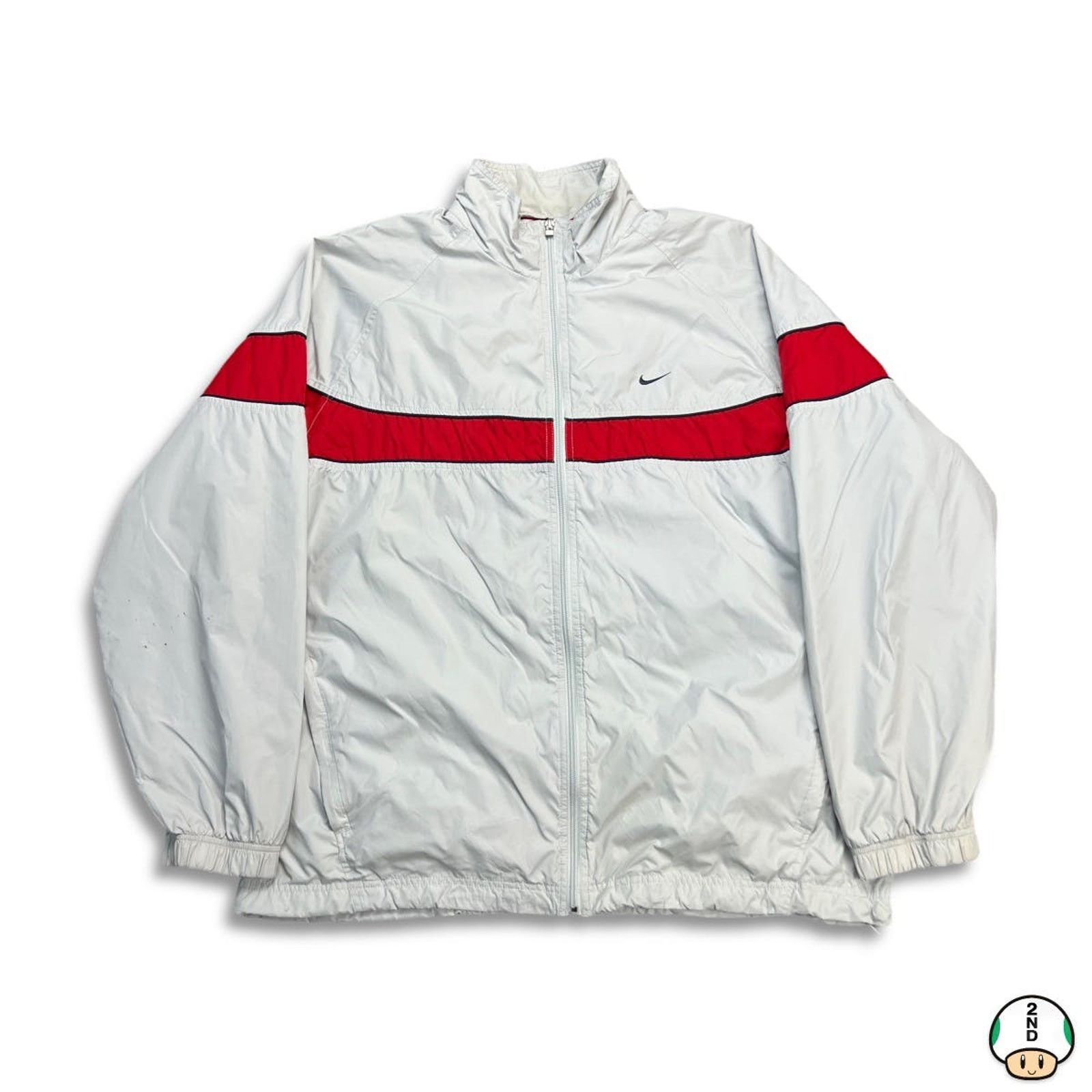 Nike × Vintage Nike Sportswear Jacket XL Swoosh Spell Out Zip Windbreaker Size US XL / EU 56 / 4 - 1 Thumbnail