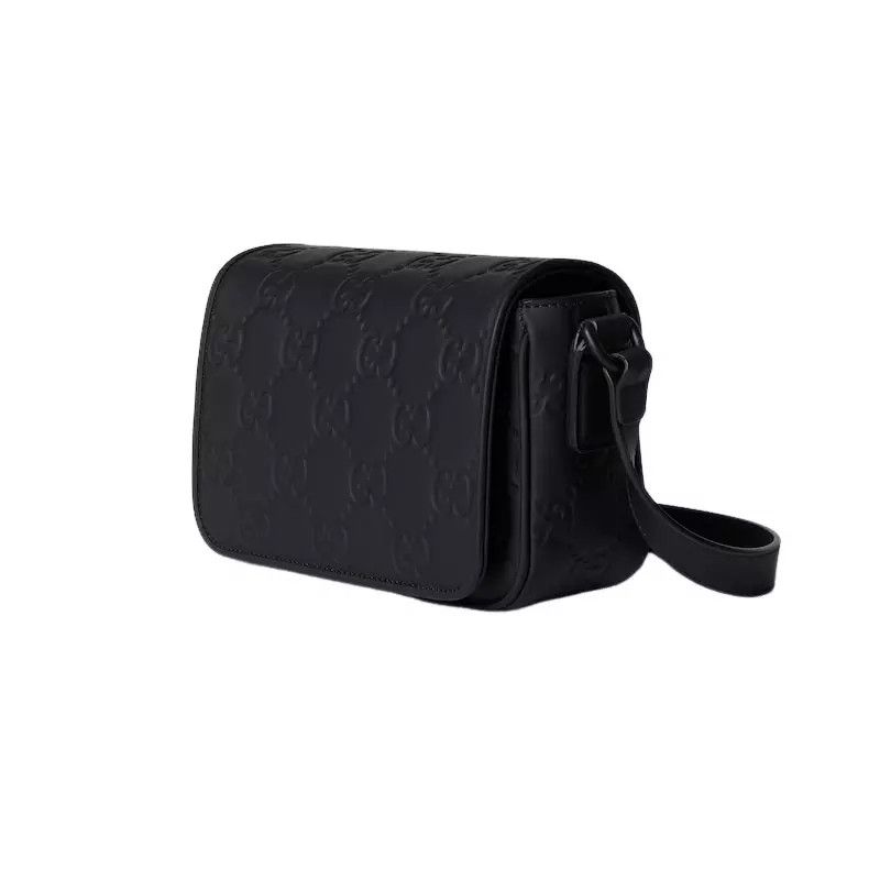 Gucci GUCCI Black Rubber-Effect Leather Mini Messenger Bag Size ONE SIZE - 2 Thumbnail