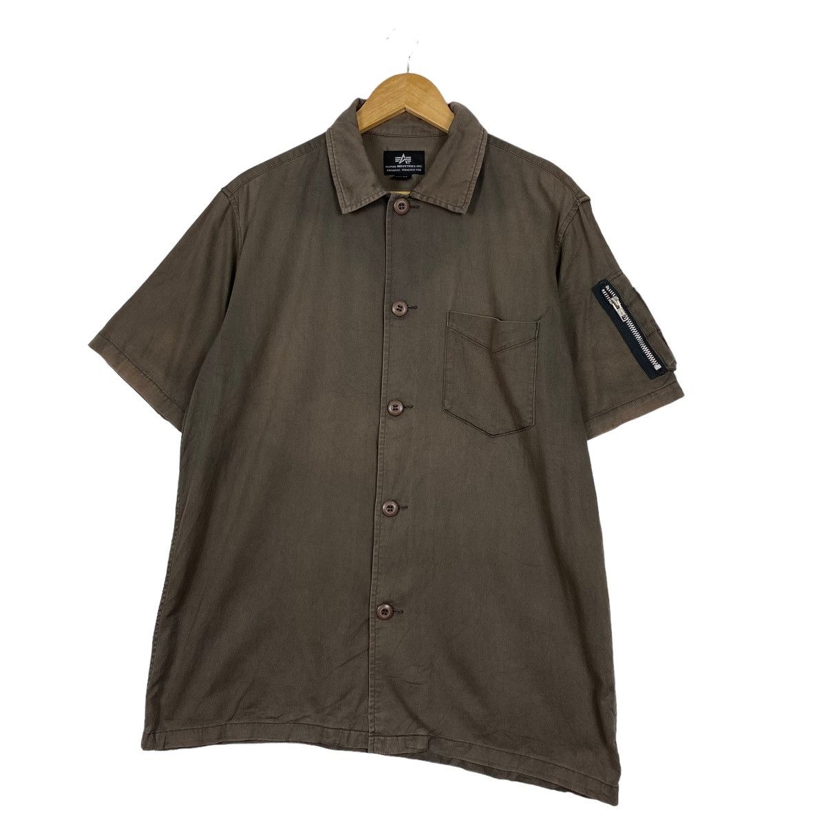 Alpha Industries ALPHA INDUSTRIES Olive Green Cotton Blend Shortsleeve Size US M / EU 48-50 / 2 - 2 Thumbnail
