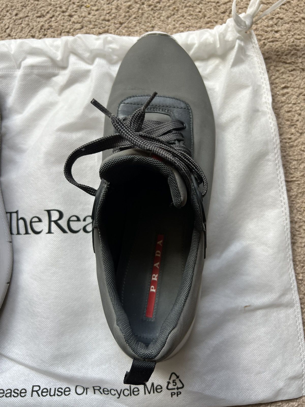 Prada PRADA Men's Black Gray White Lace Up Sneakers Low Top Size US 10.5 / EU 43-44 - 3 Thumbnail