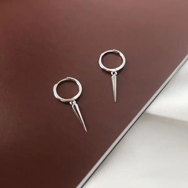 Jewelry × Other 925 Silver Plated Geometry Triangle Cone Earrings for Men Size ONE SIZE - 1 Thumbnail