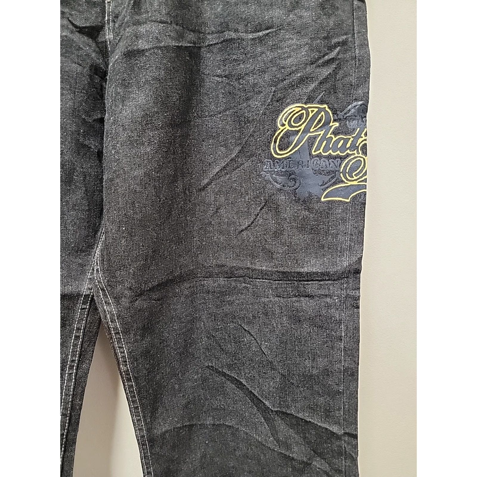Vintage VINTAGE Black Phat Farm Denim Jeans Mens Wide-Leg 44x32 Cotton Blend 46x32 Inseam 32in Regular Computer-? Size US 44 / EU 60 - 6 Thumbnail