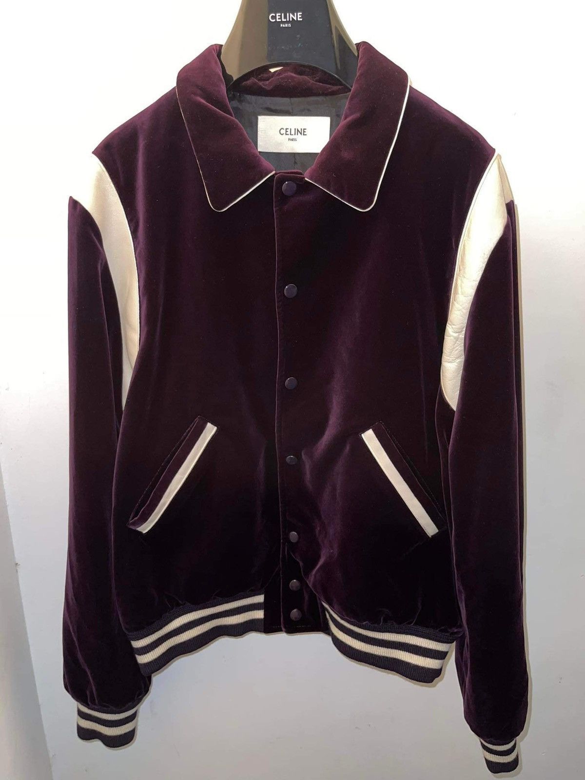 image of Celine Velvet Purple Teddy Jacket Size 50, Men's