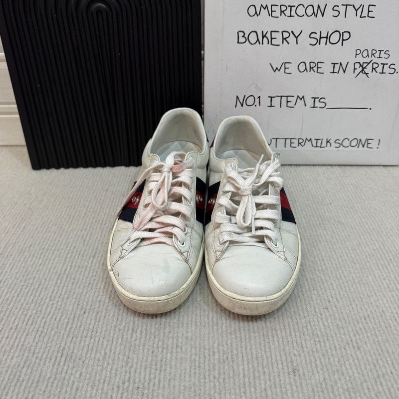Gucci Gucci White Ace Leather Low-Top Sneakers Size US 10 / EU 43 - 1 Thumbnail