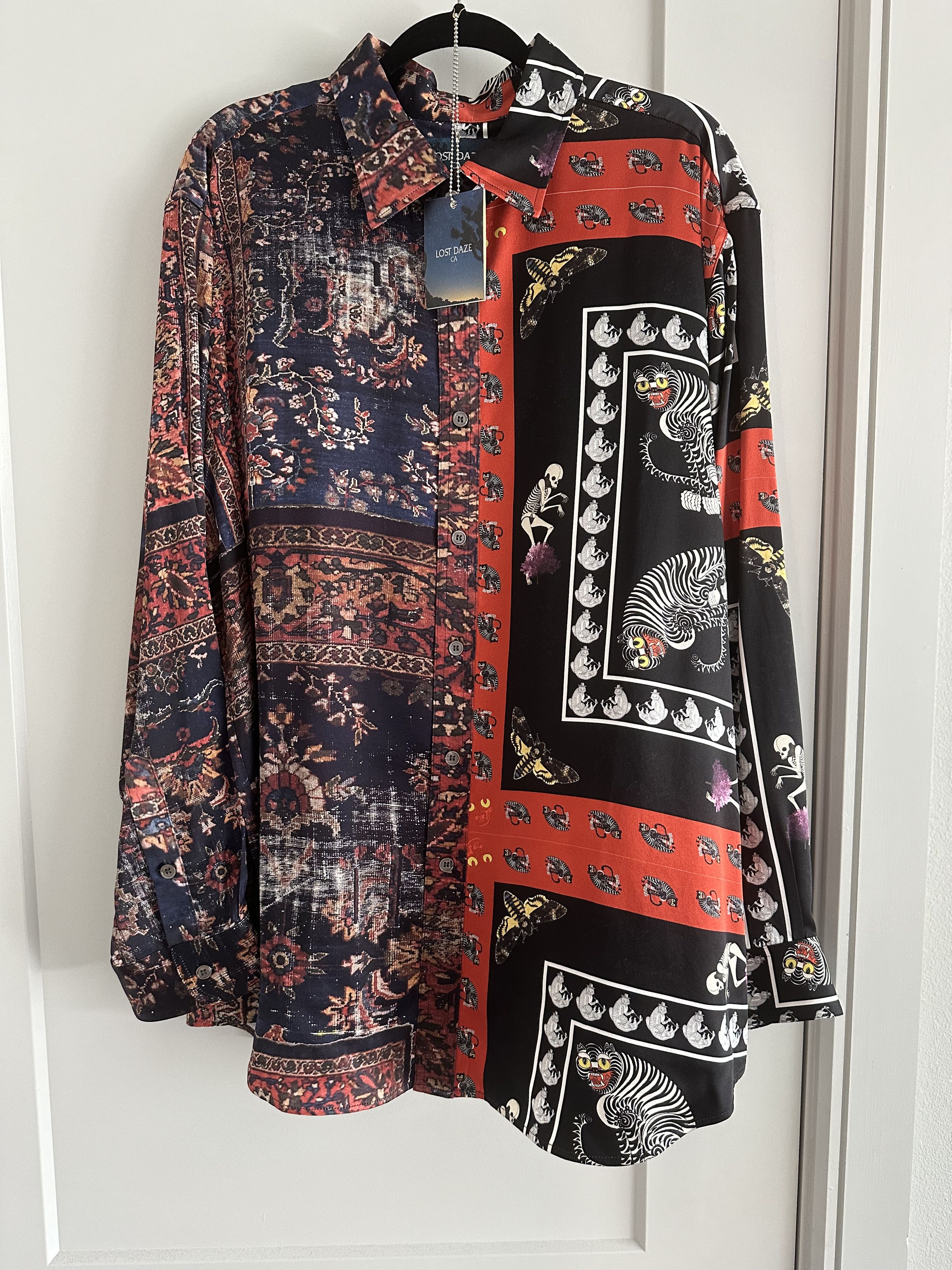 Lost Daze Multicolored Split Print Silk Shirt Size US L / EU 52-54 / 3 - 1 Thumbnail