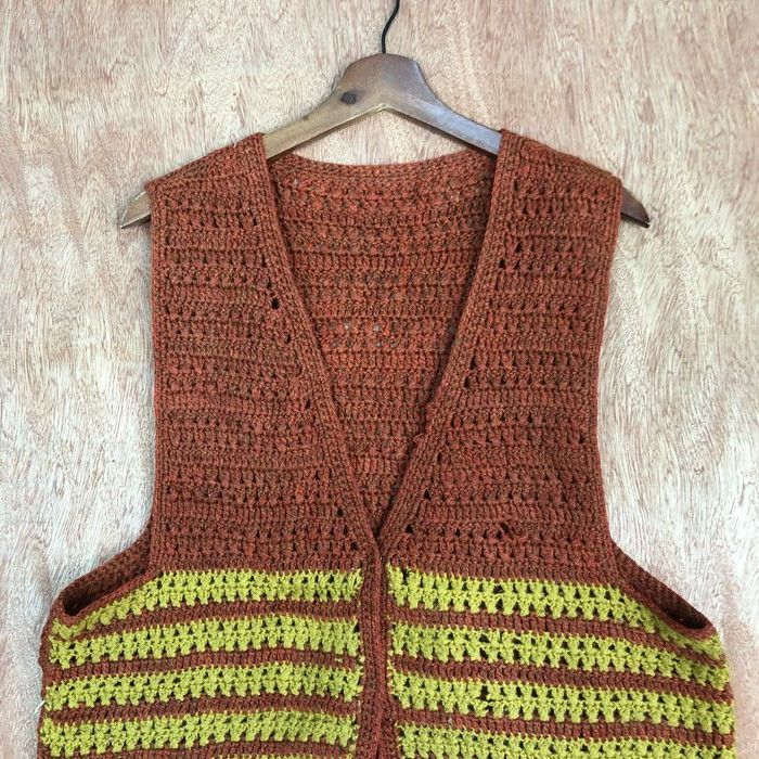 Aran Isles Knitwear Japan Brand Brown crochet vintage cardigan Vest #c451DLL Size M / US 6-8 / IT 42-44 - 6 Thumbnail