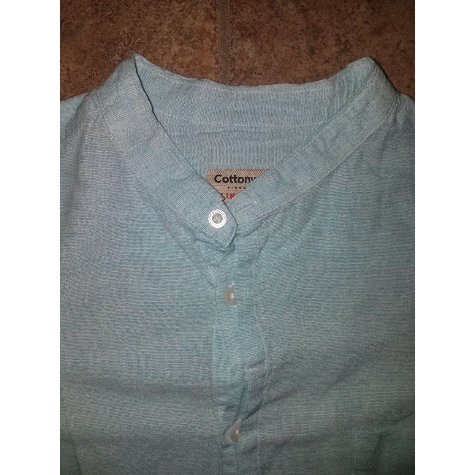 Vintage VINTAGE CottonWorld Men's Light Blue Linen Blend Button-Down Shirt Long Sleeve M Blue Casual Fashion Size US M / EU 48-50 / 2 - 2 Thumbnail
