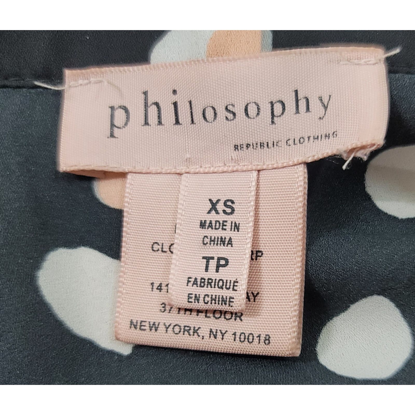 Other Philosophy Black Polka Dot V-Neck Top XS Capped Short Sleeve Size XS / US 0-2 / IT 36-38 - 3 Thumbnail