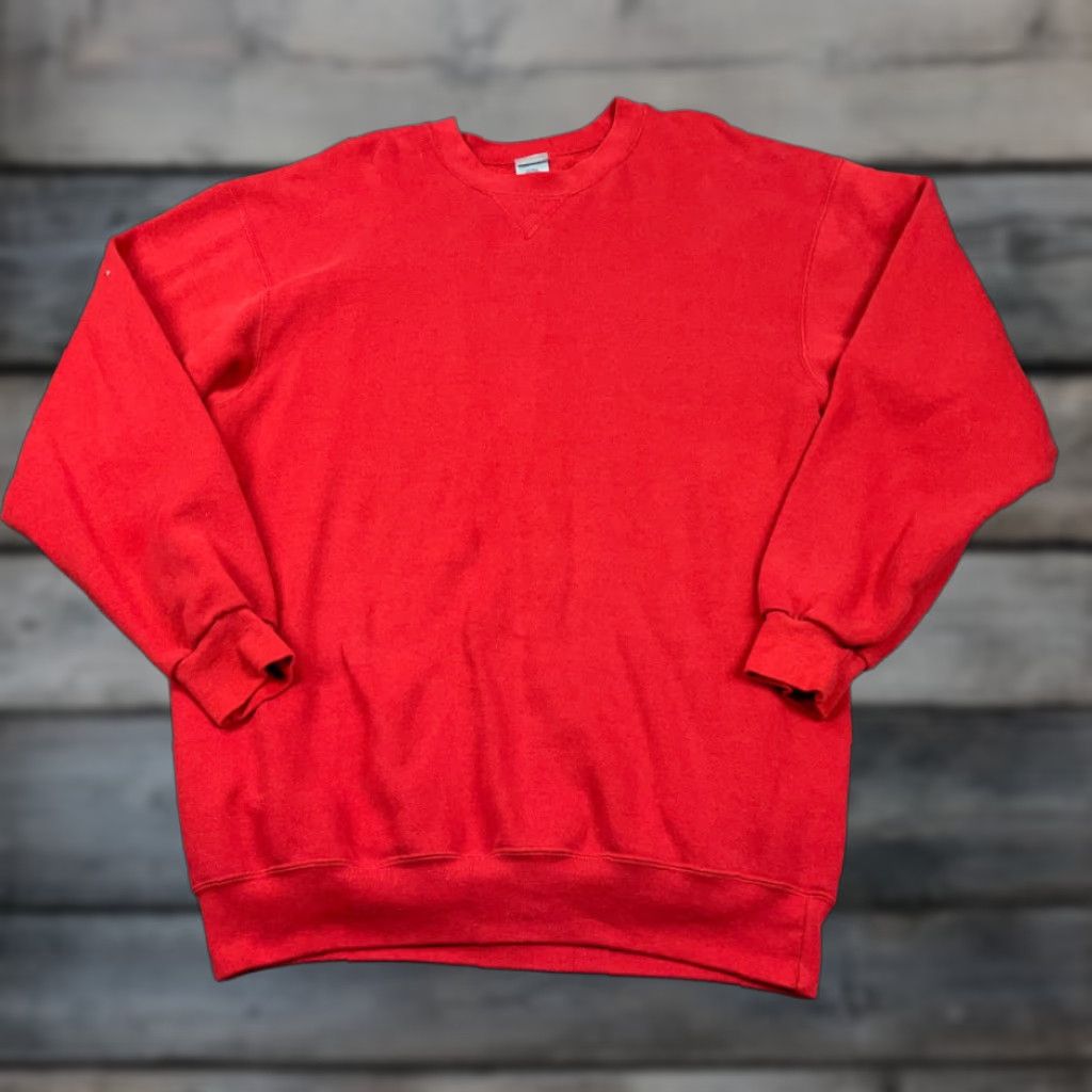 Soffe VINTAGE Soffe Sweatshirt Shirt Adult 1X Tall Red 50/50 90s Solid Crew Neck Mens Tall Size US XL / EU 56 / 4 - 1 Thumbnail