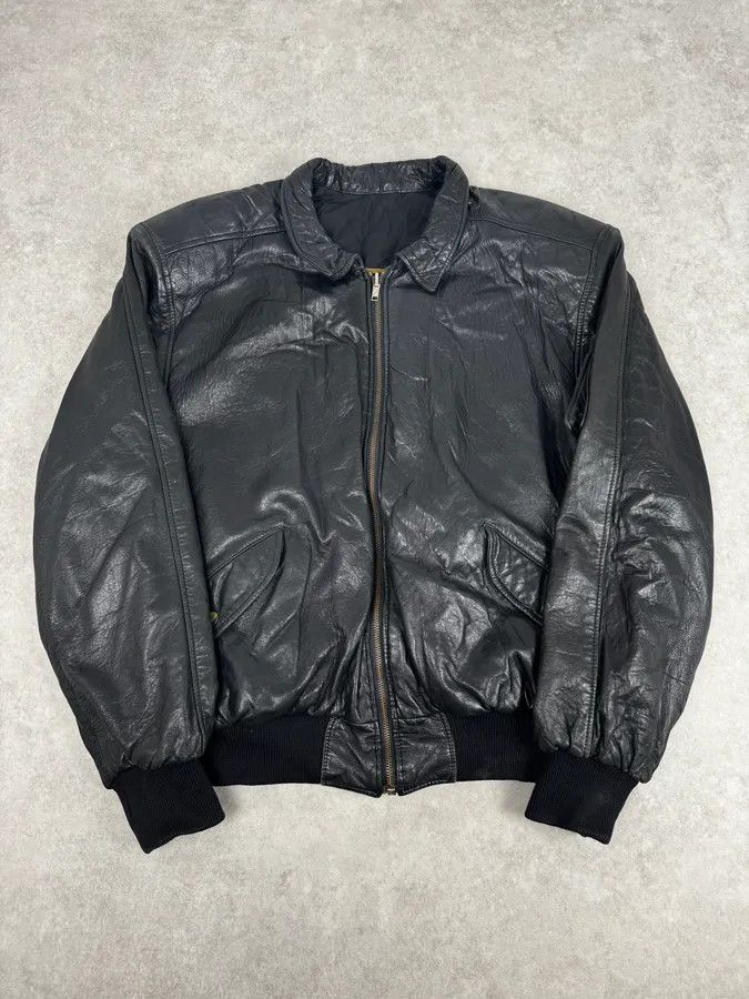 Marithe + Francois Girbaud 1980s Marithé + François Girbaud Black Reversible Leather Bomber Jacket Size US L / EU 52-54 / 3 - 1 Thumbnail
