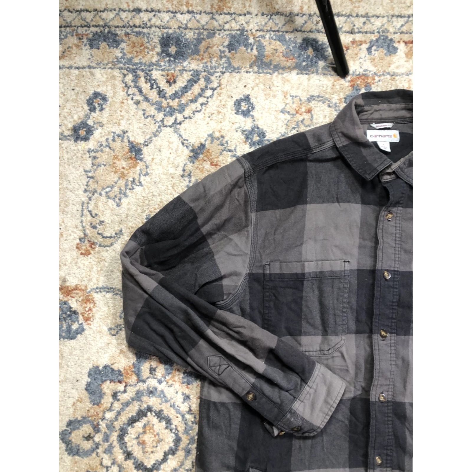 Carhartt VINTAGE Carhartt Shirt Jacket Mens L Gray Plaid Flannel Quilted Lined Button Front Size US L / EU 52-54 / 3 - 3 Thumbnail