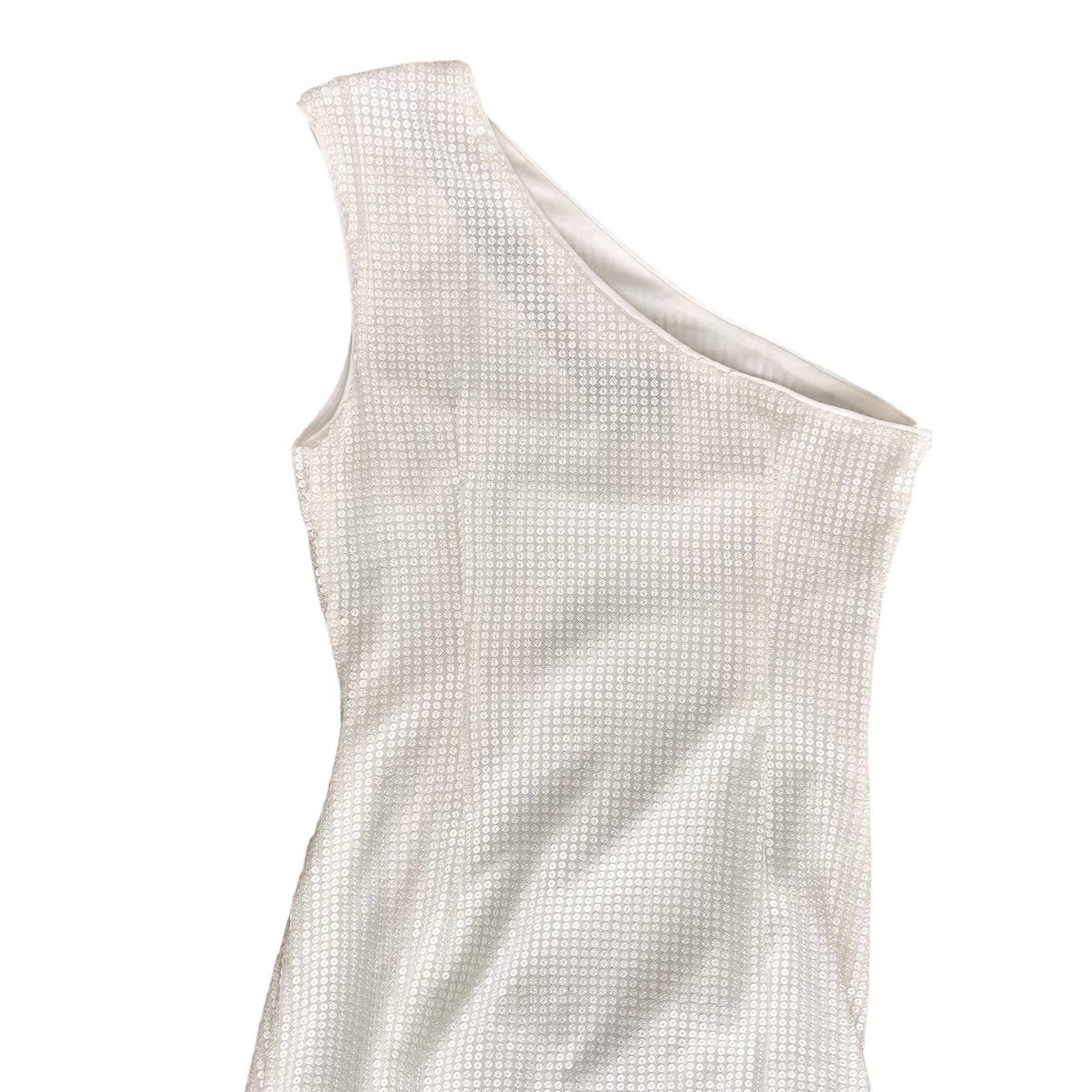 Other Michael Costello x Revolve White Sequin One Shoulder Dress M Size M / US 6-8 / IT 42-44 - 6 Thumbnail