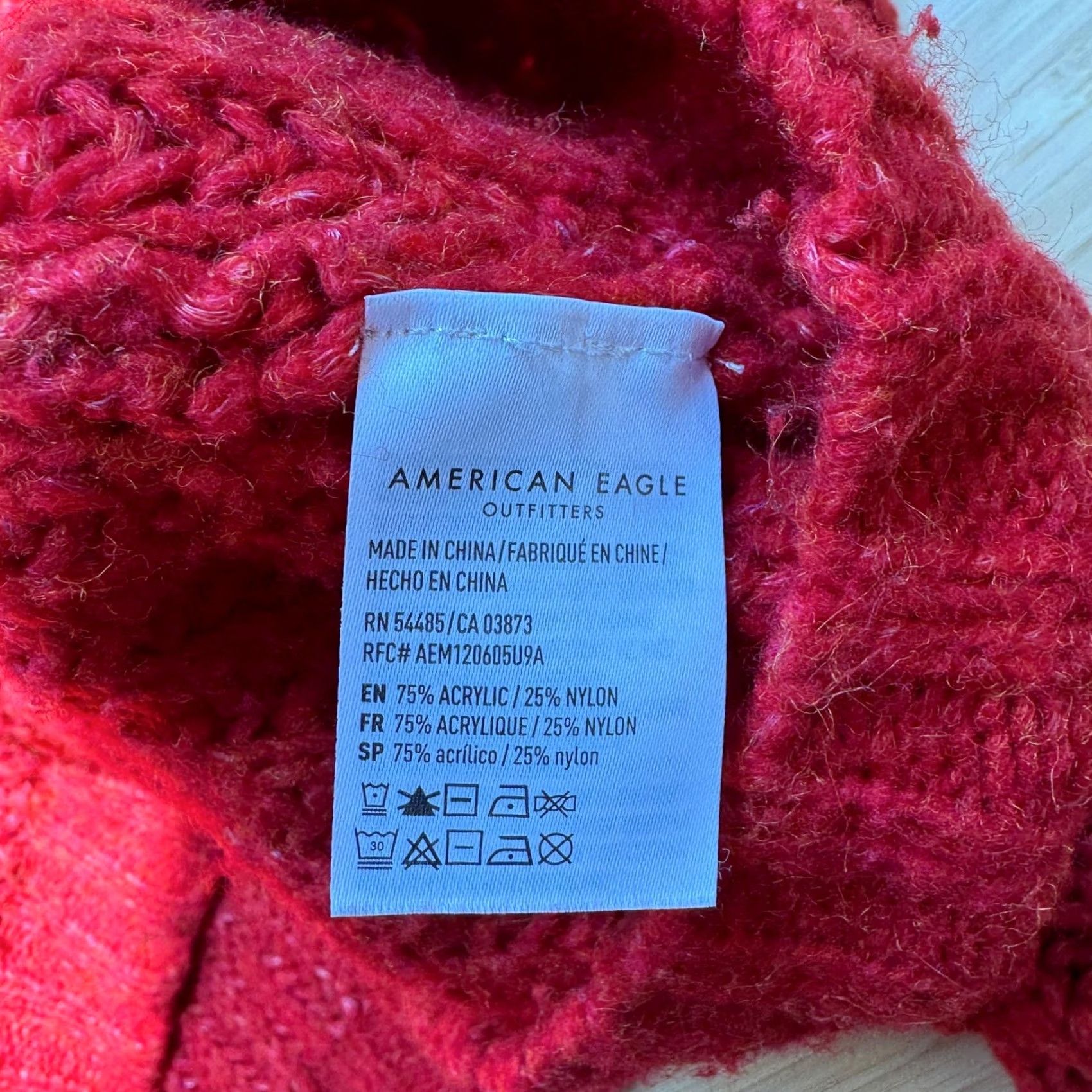 American Eagle Outfitters American Eagle Red Chunky Ribbed Knit Sweater Womens XL Vibrant Cropped Size XL / US 12-14 / IT 48-50 - 4 Thumbnail