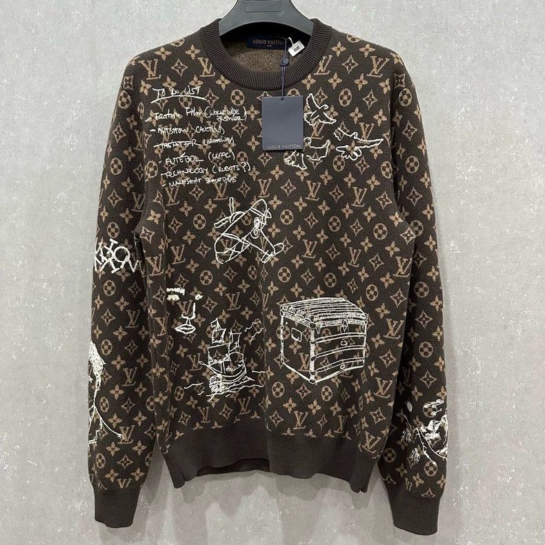 Louis Vuitton Louis Vuitton presbyopic full logo embroidered pattern swe Size US M / EU 48-50 / 2 - 1 Thumbnail