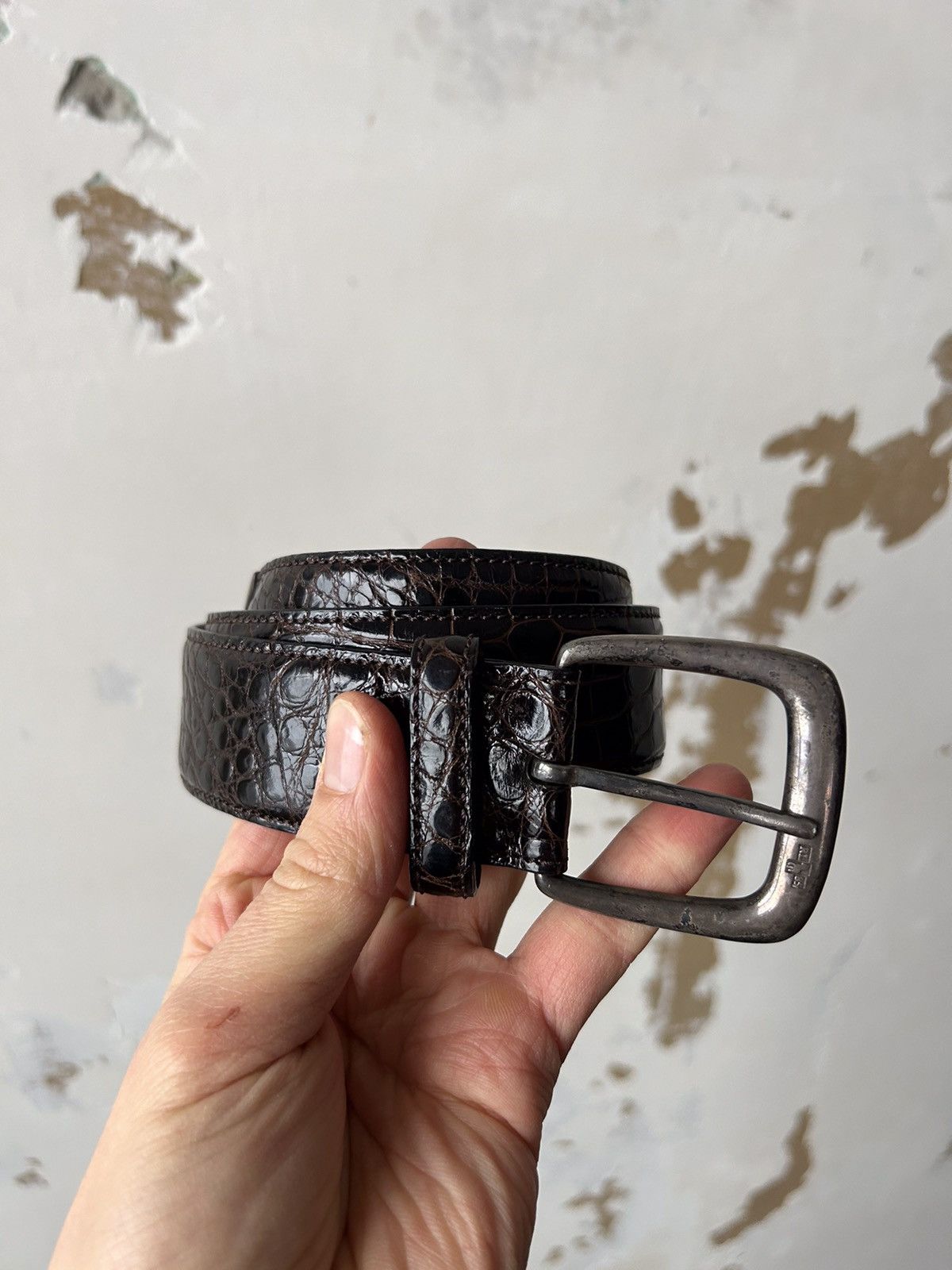 Ralph Lauren RALPH LAUREN ALLIGATOR LEATHER BELT SILVER 925 Size ONE SIZE - 1 Thumbnail