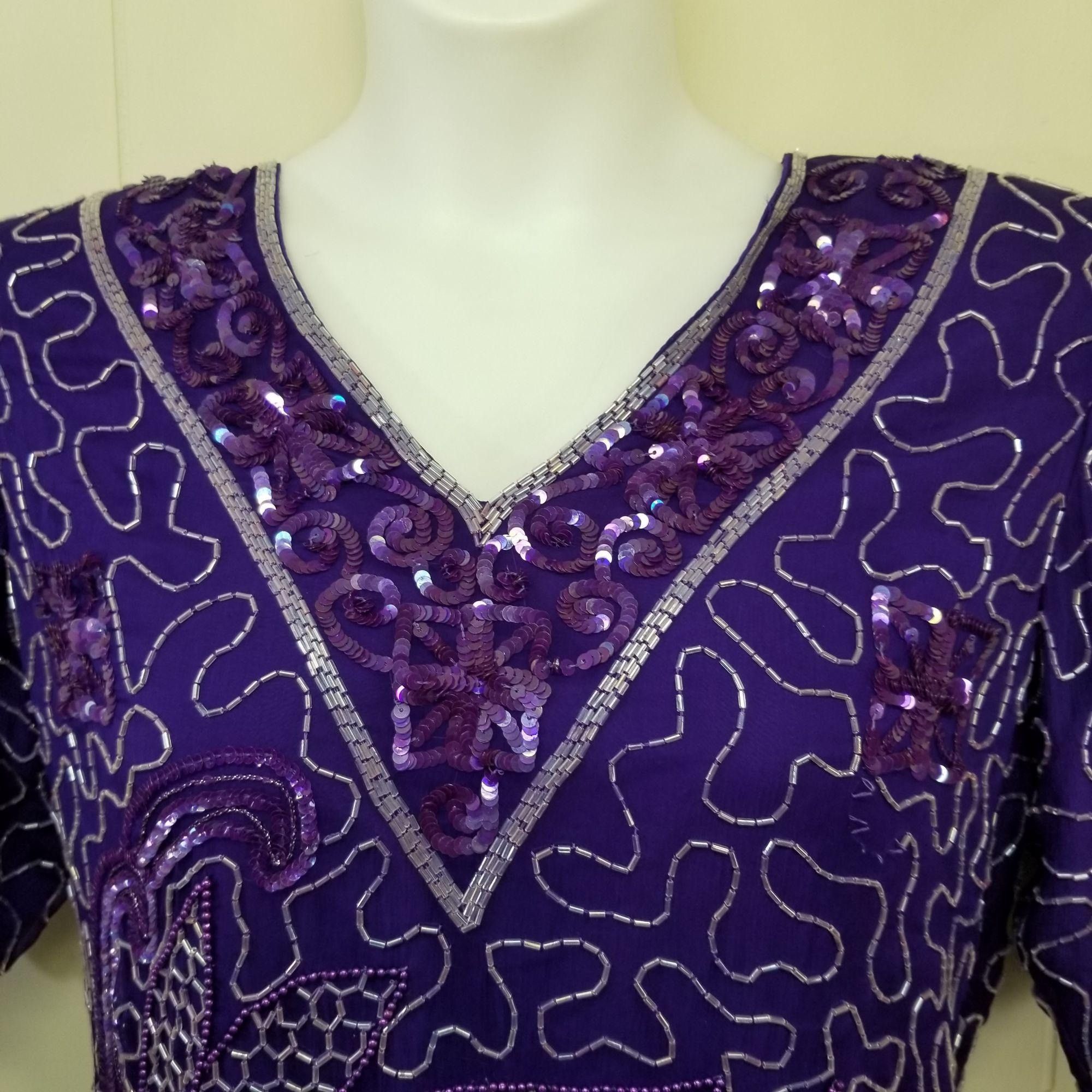 Other Laurence Kazar M 2 Pc Top Skirt Beaded Sequins Silk Formal P Size M / US 6-8 / IT 42-44 - 9 Thumbnail