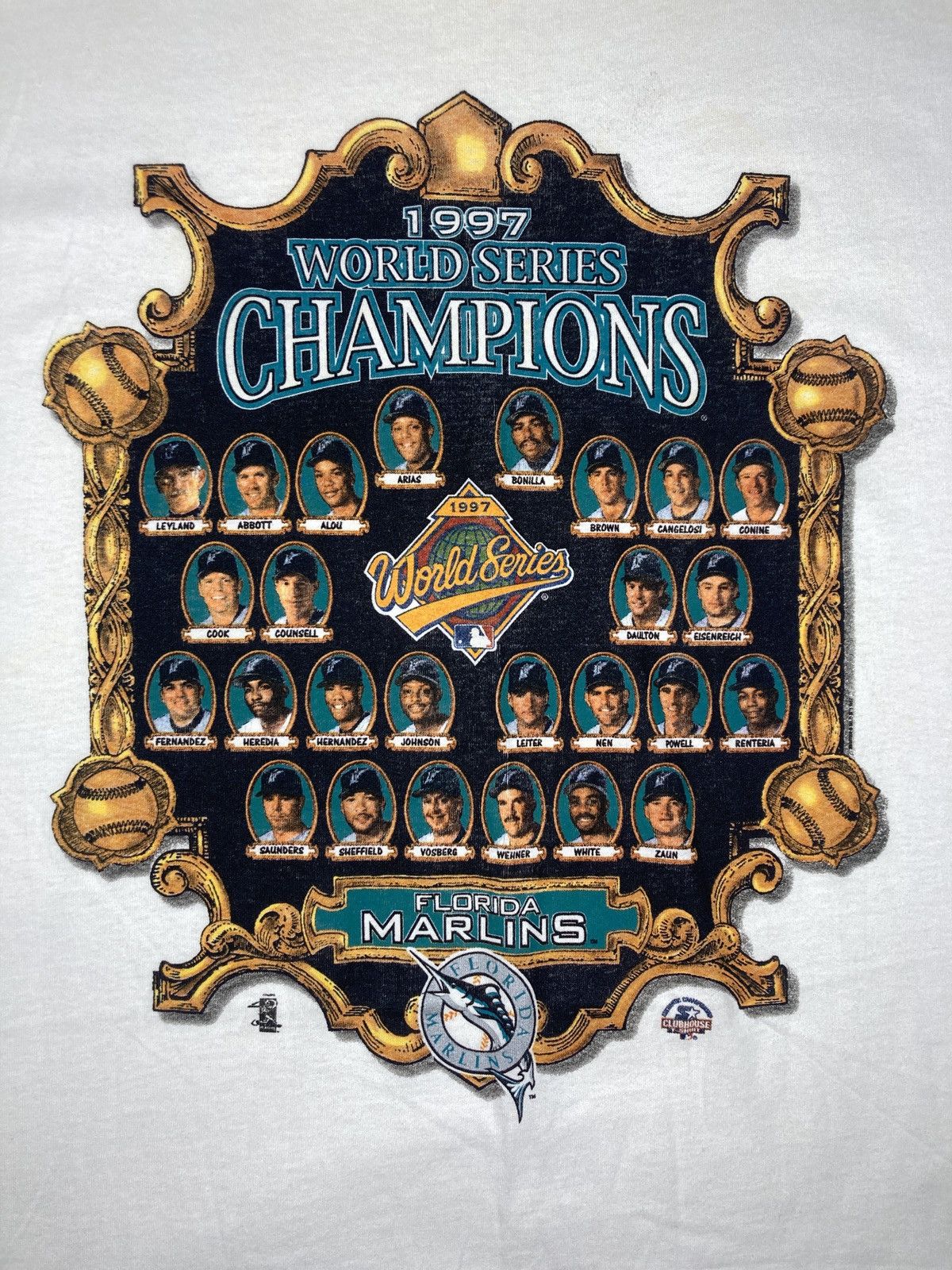 MLB × Starter × Vintage Florida Marlins World Series Champions Team Photo T Shirt Size US XXL / EU 58 / 5 - 1 Thumbnail