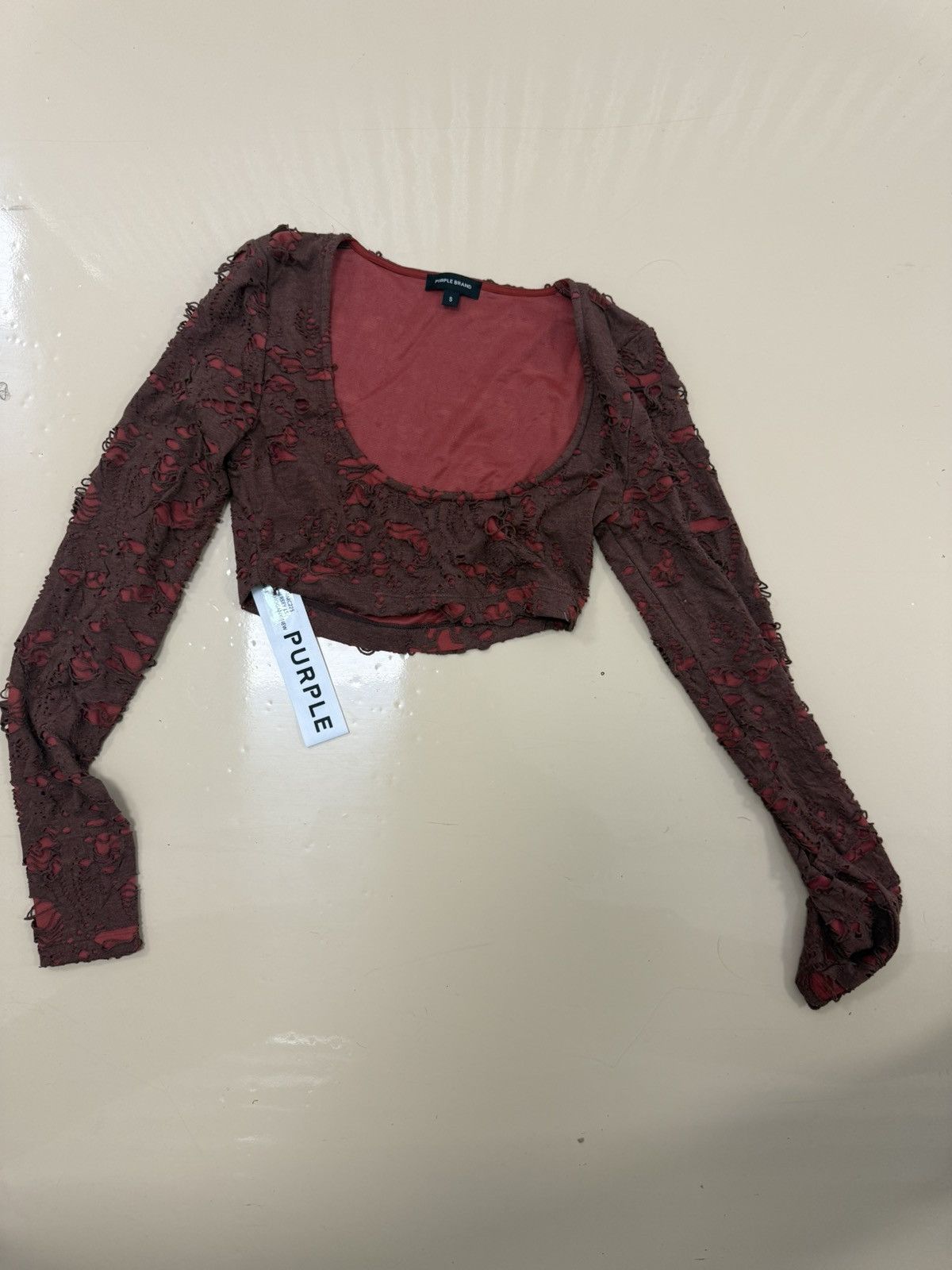 Other Purple Brand Ripped Jersey Top Size S / US 4 / IT 40 - 1 Thumbnail