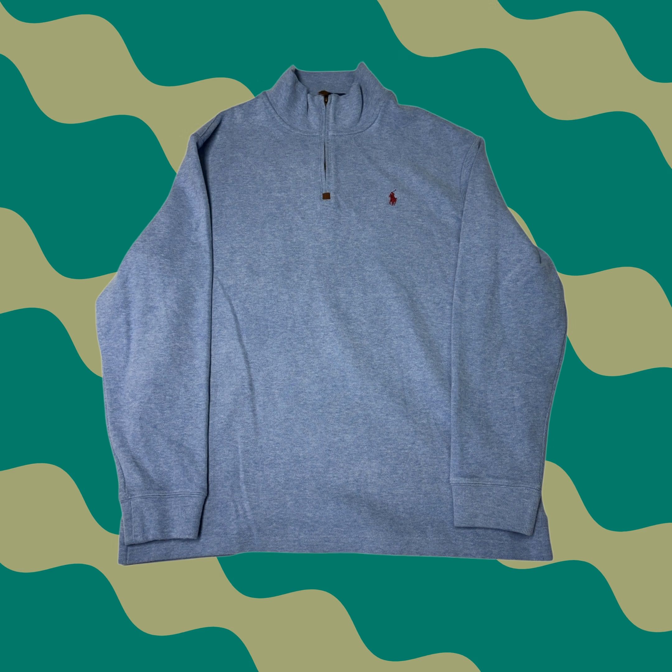 Polo Ralph Lauren Polo Ralph Lauren Sweater Mens XL Blue Light Cotton Quarter Zip Pullover Size US XL / EU 56 / 4 - 1 Thumbnail