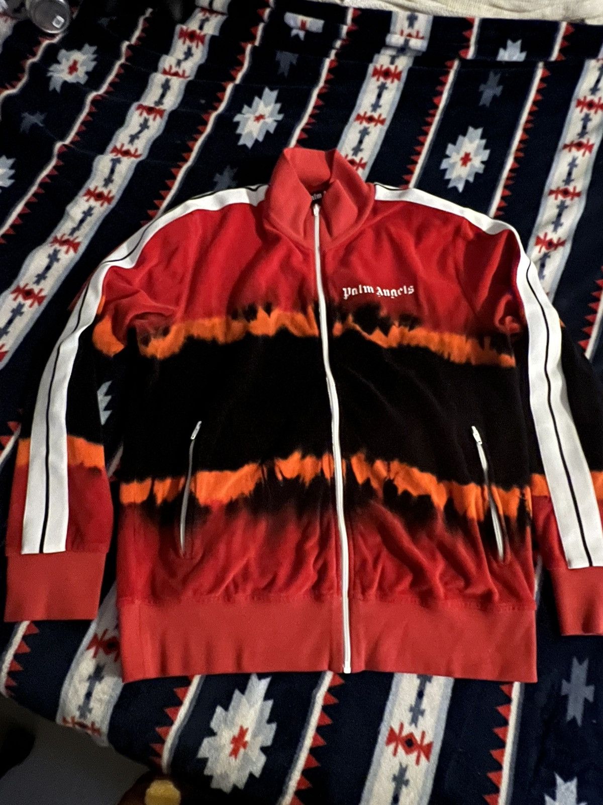 image of Palm Angels Flames Track Jacket in Red, Men's (Size Large)