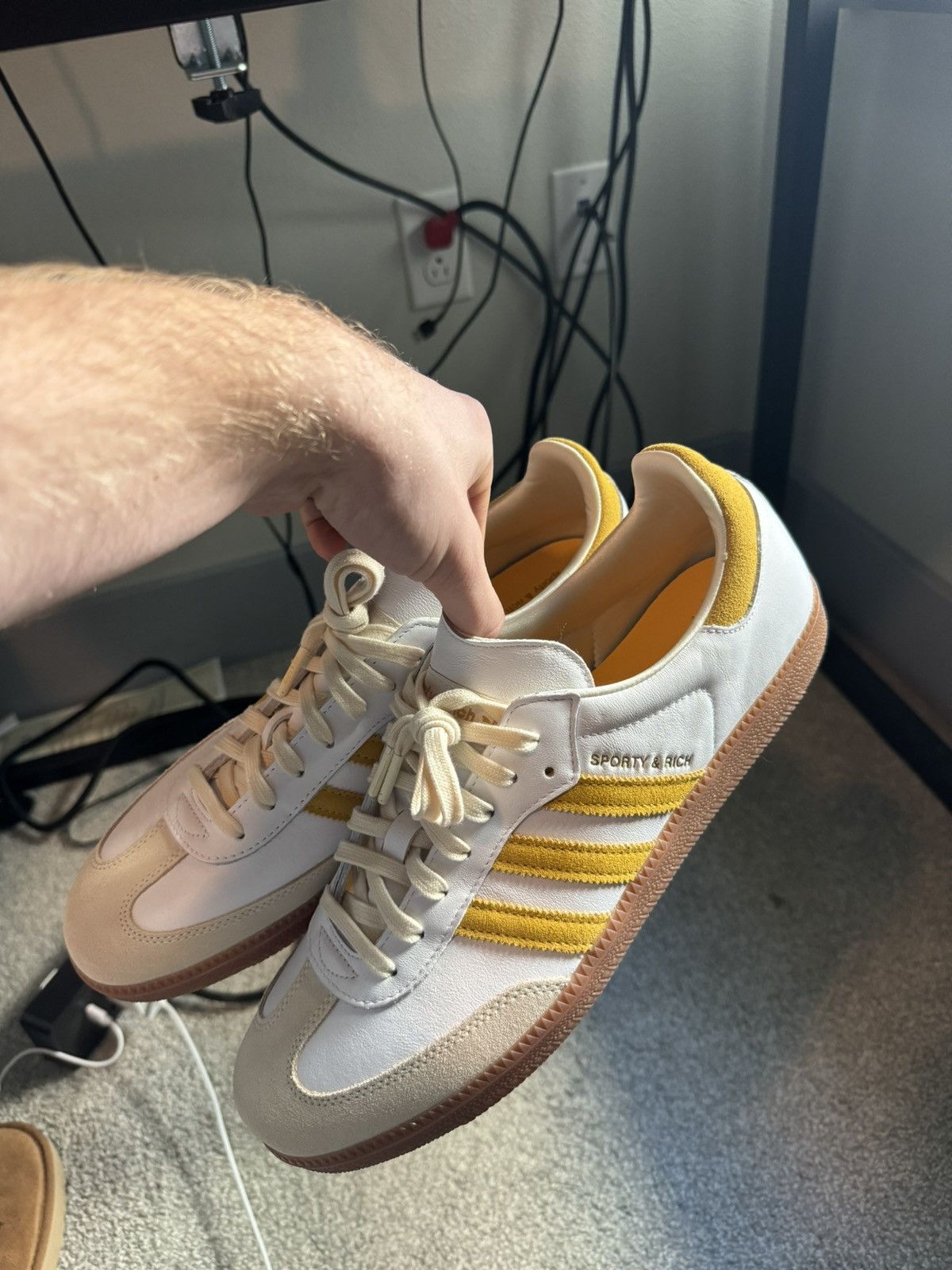 Adidas Samba OG "SPORTY & RICH - White Bold Gold" Size US 12 / EU 45 - 1 Thumbnail