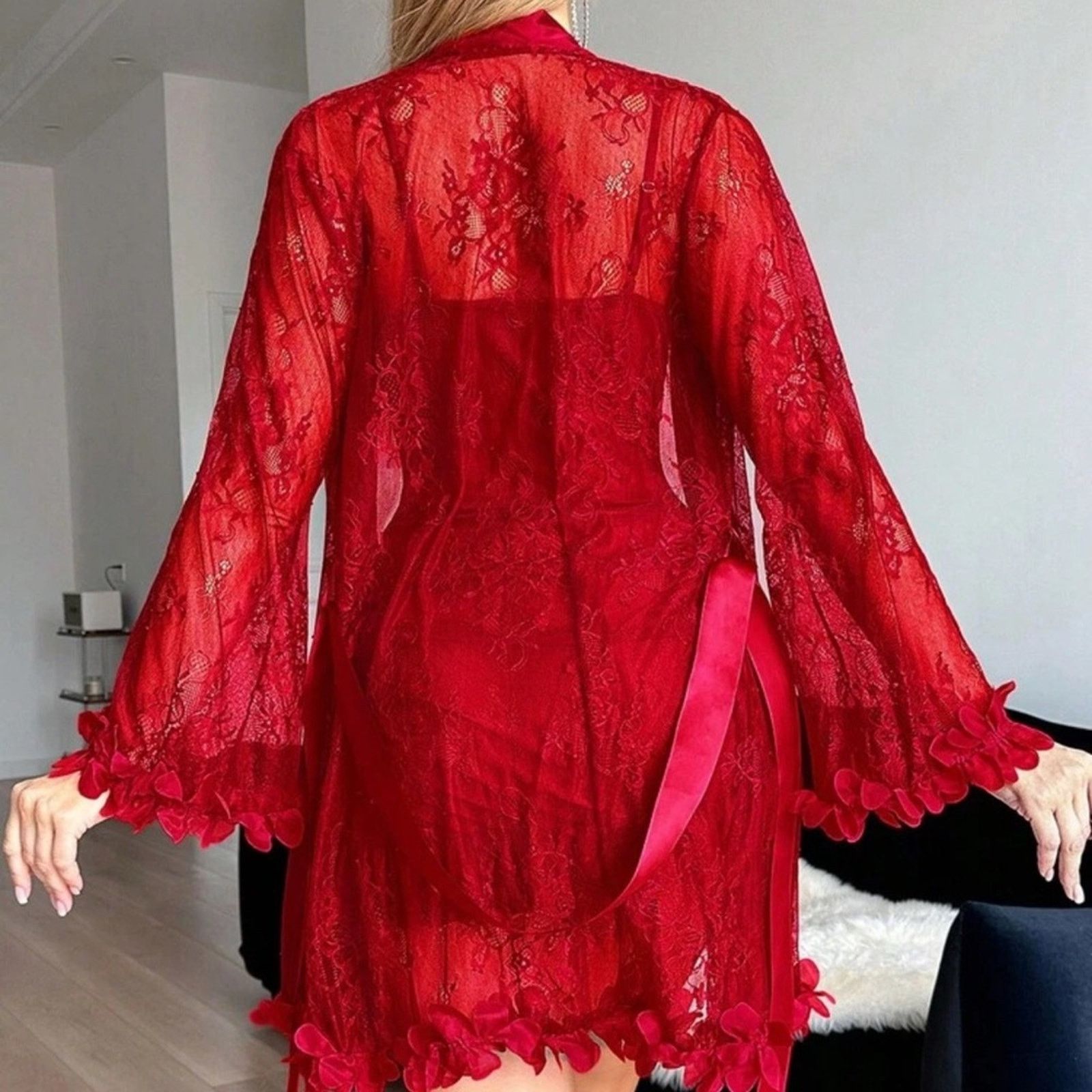 Other Elegant Red Lace Lingerie Set Size ONE SIZE - 2 Thumbnail