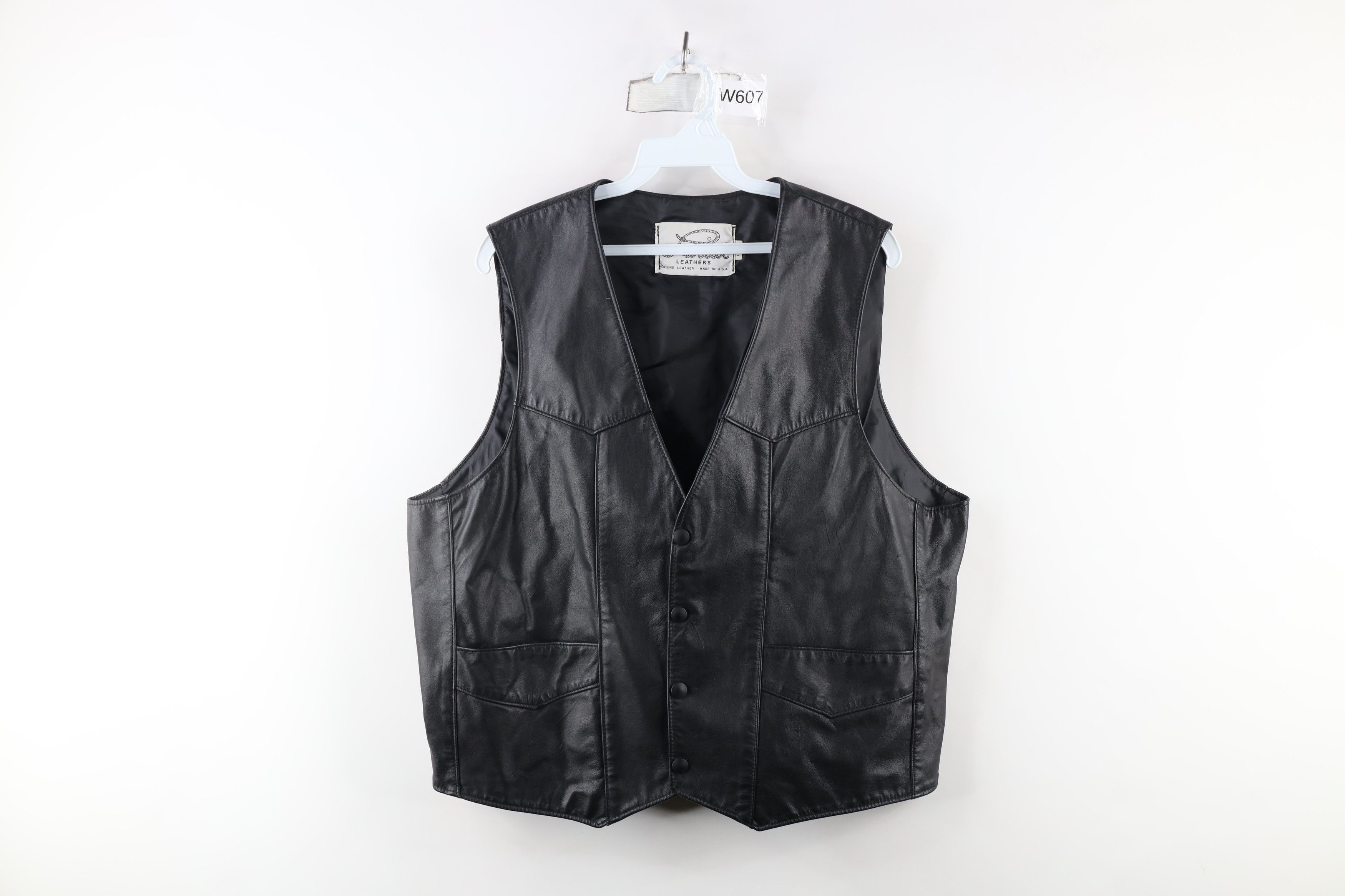 Vintage Vintage 70s Streetwear Leather Button Vest Jacket Black USA Size US L / EU 52-54 / 3 - 1 Thumbnail