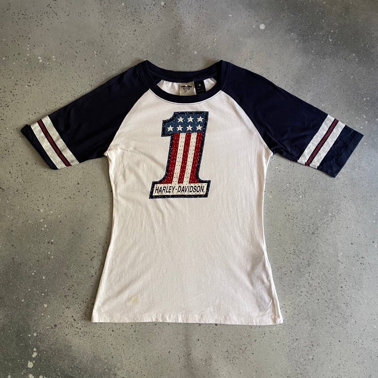 Harley Davidson × Vintage Y2K Harley Davidson Rhinestones Logo Vintage Top Size M / US 6-8 / IT 42-44 - 2 Thumbnail