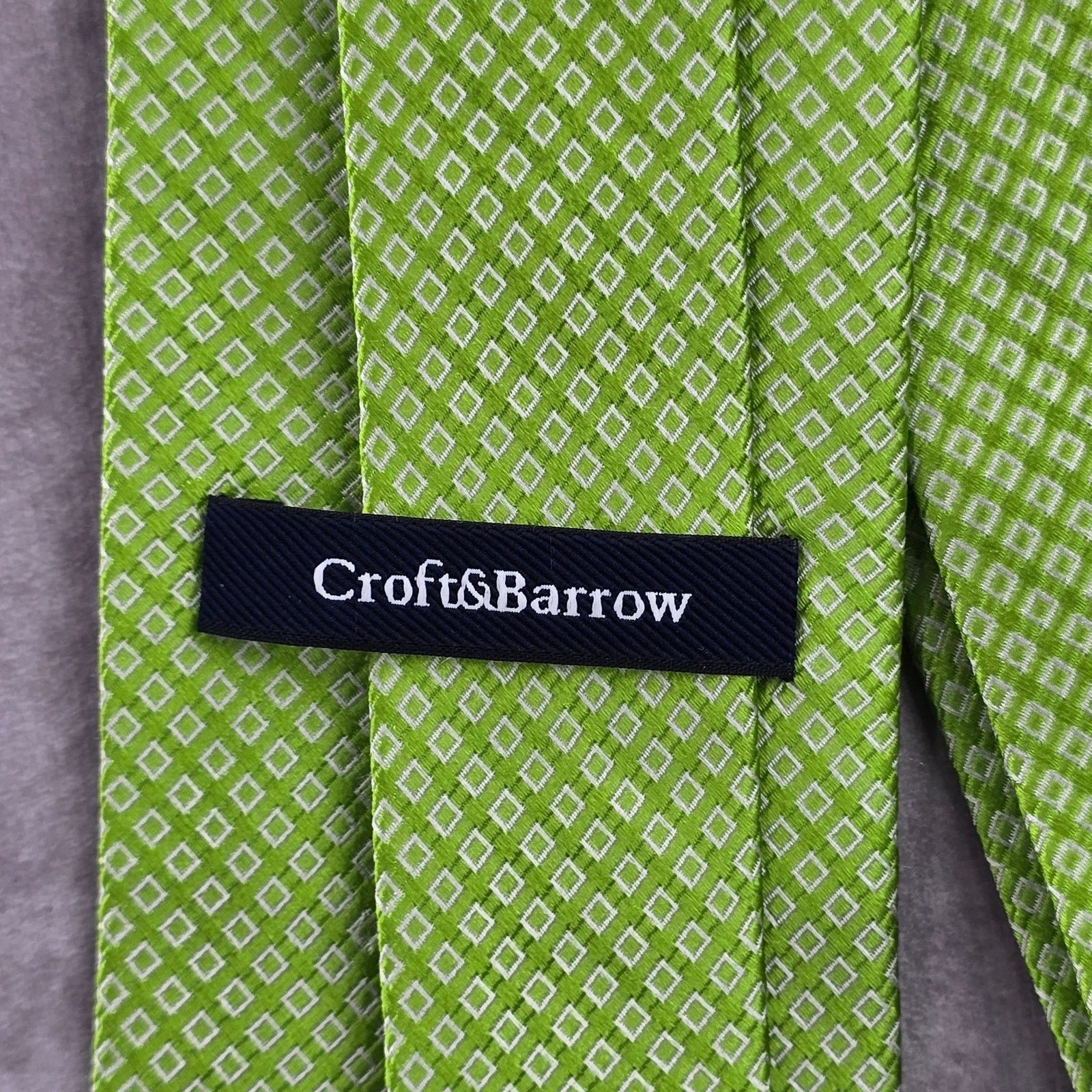 Croft & Barrow Croft & Barrow Green Geometric 100% Silk Men's Neck Tie NWOT Size 30 - 4 Thumbnail