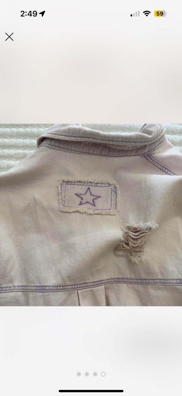 Other Lavender Oversized Denim Jacket with Rips Size M / US 6-8 / IT 42-44 - 4 Thumbnail