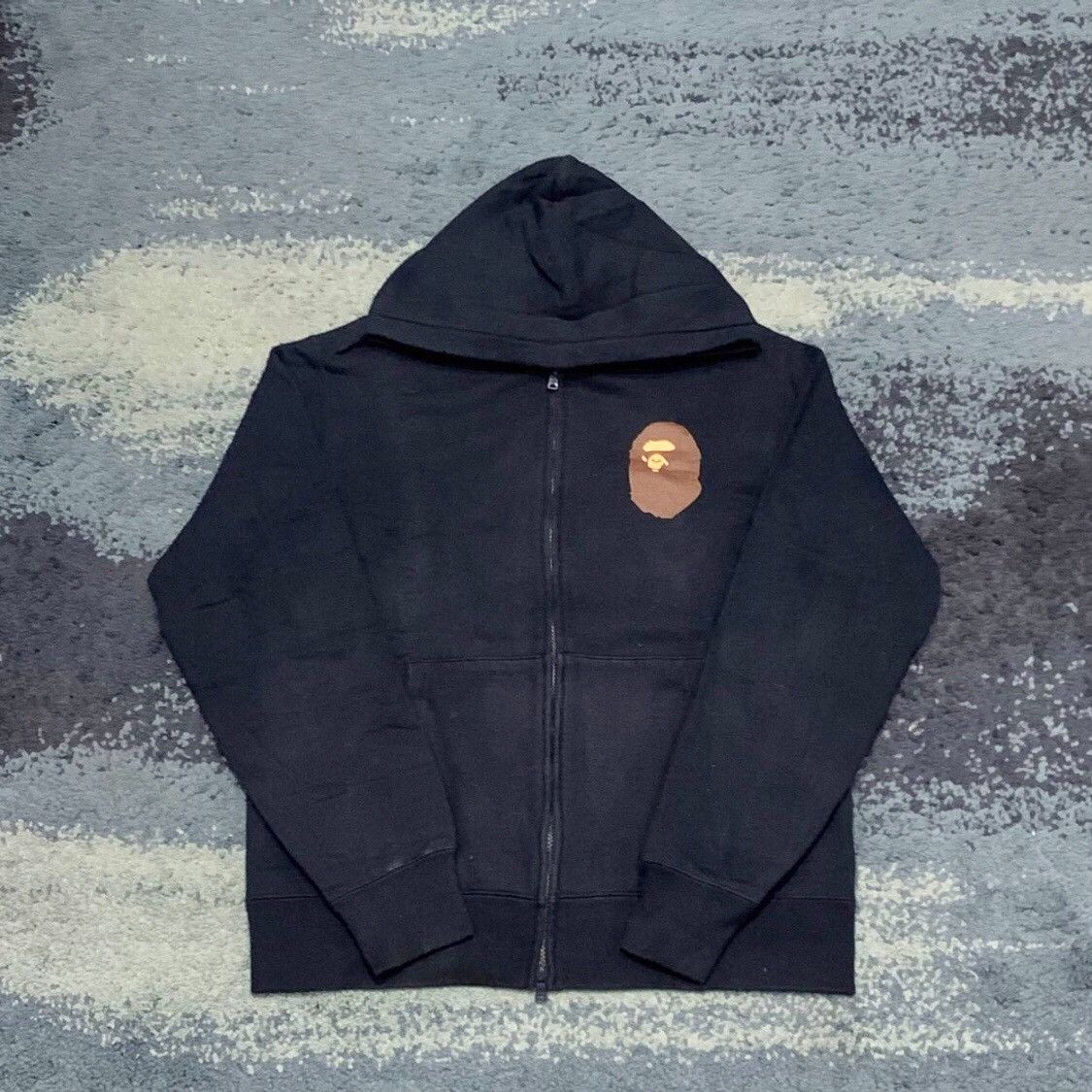 image of Bape Ape Head Full Zip Hoodie in Navy, Men's (Size Large)