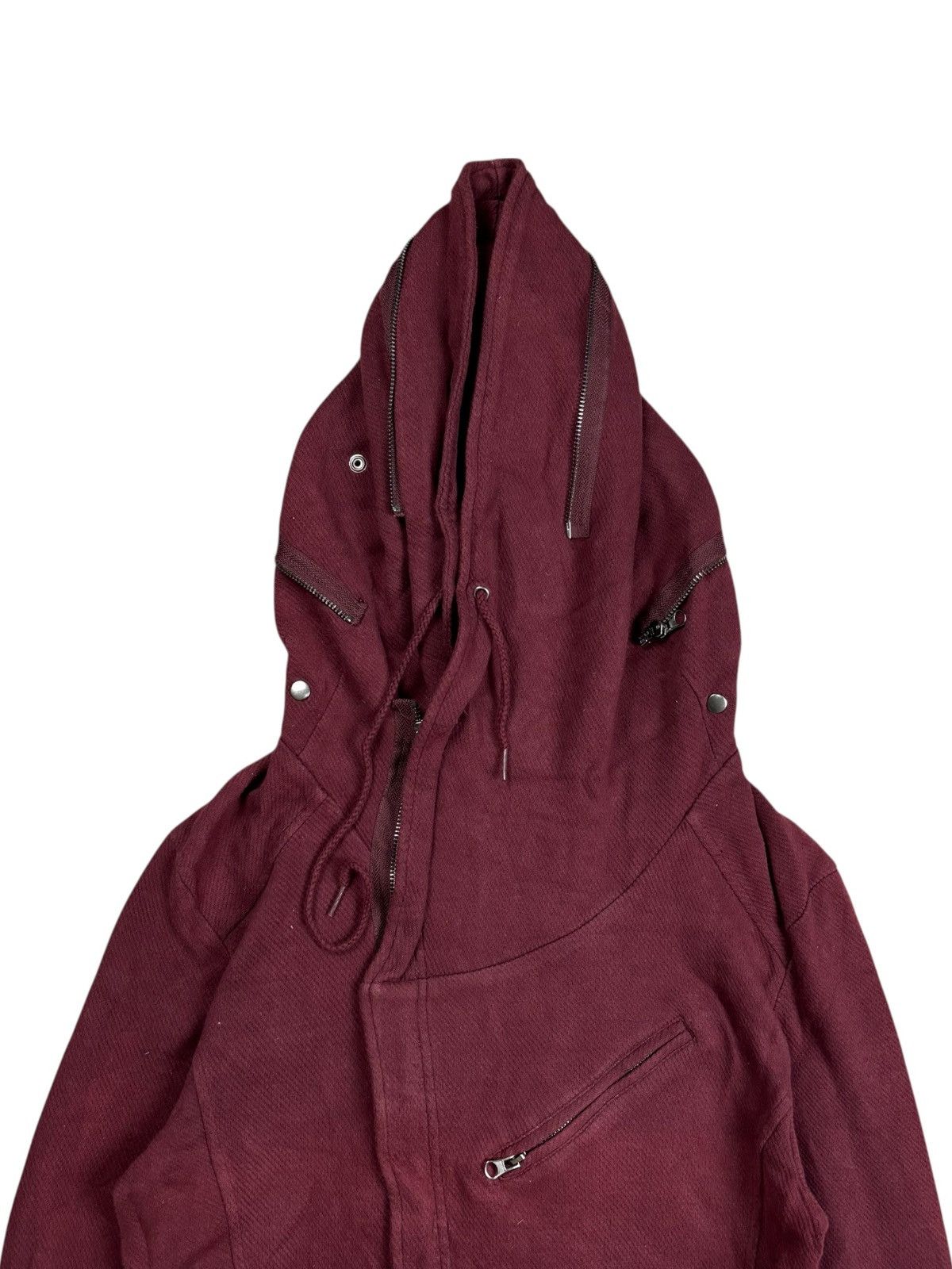 Le Grande Bleu (L.G.B.) 2000s Semantic Design - Red Wine Alien Hood Jacket Size US M / EU 48-50 / 2 - 8 Thumbnail