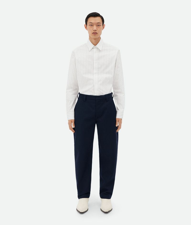 Bottega Veneta o1bcso1str0526 Bonded Wool And Cotton Tapered Pants in Navy Size US 32 / EU 48 - 1 Thumbnail