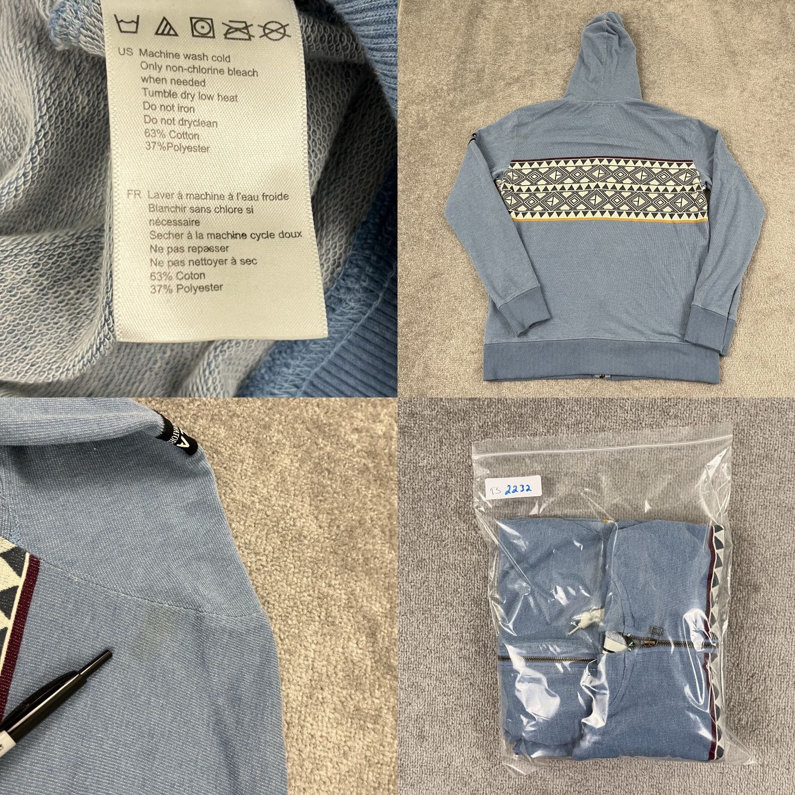 Vissla Vissla Jacket Mens L Blue Aztec Print Hooded Full Zip Pockets Outdoor Beach Outdoors Size US L / EU 52-54 / 3 - 8 Thumbnail