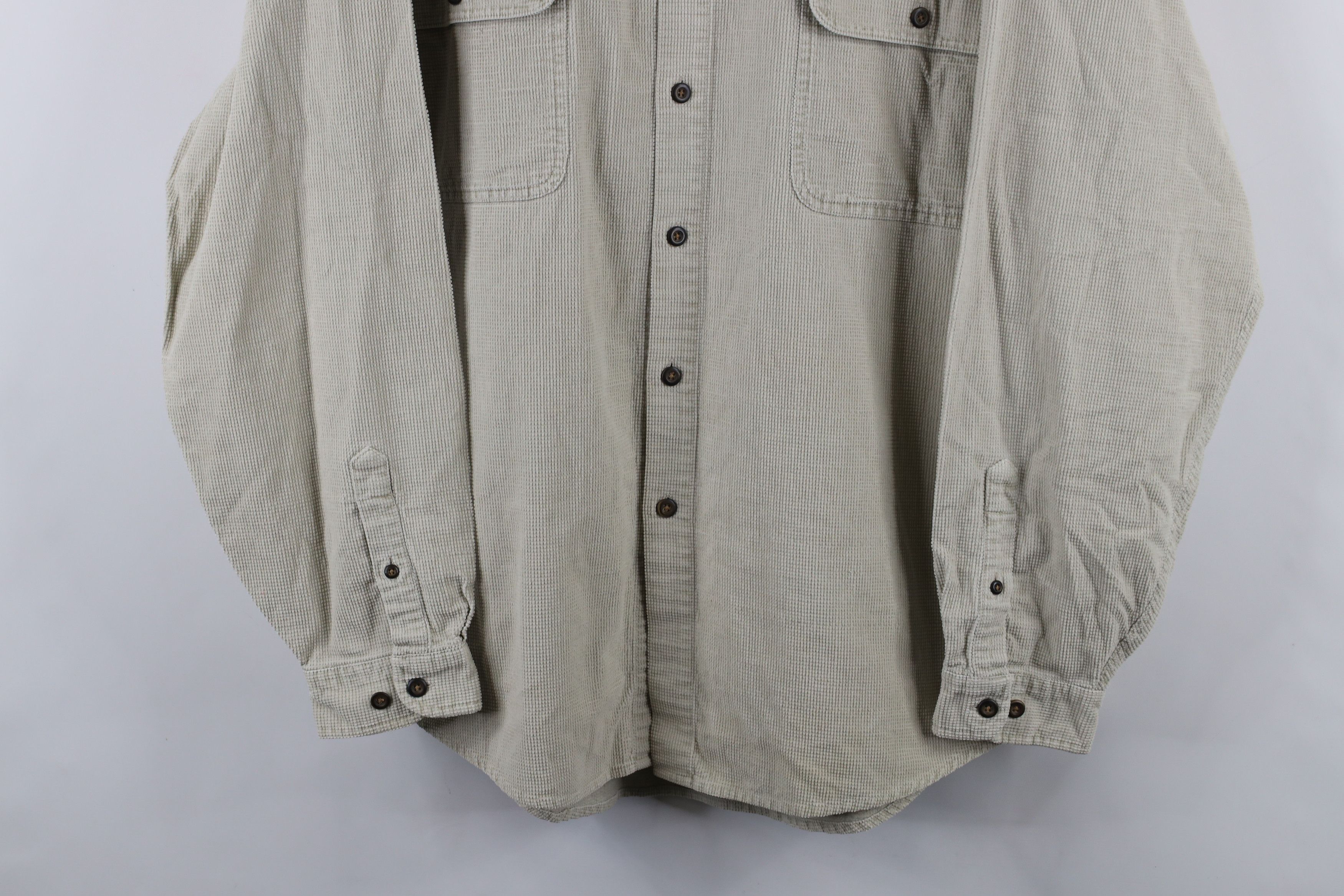 Vintage Vintage 90s Streetwear Corduroy Collared Button Shirt Beige Size US L / EU 52-54 / 3 - 3 Thumbnail