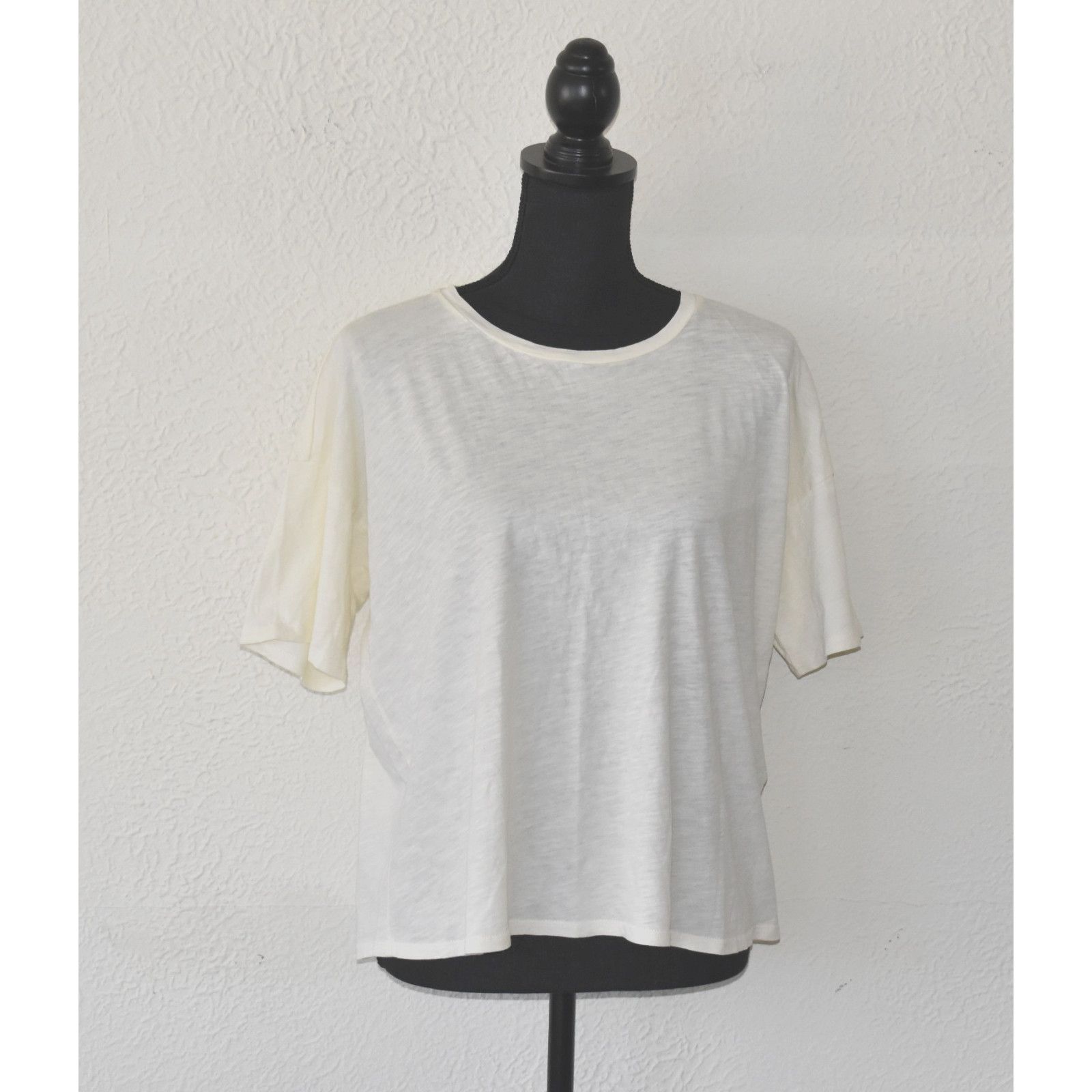 Eileen Fisher EILEEN FISHER Cream Peruvian Org Cotton Crew Neck SS Top S Size S / US 4 / IT 40 - 1 Thumbnail