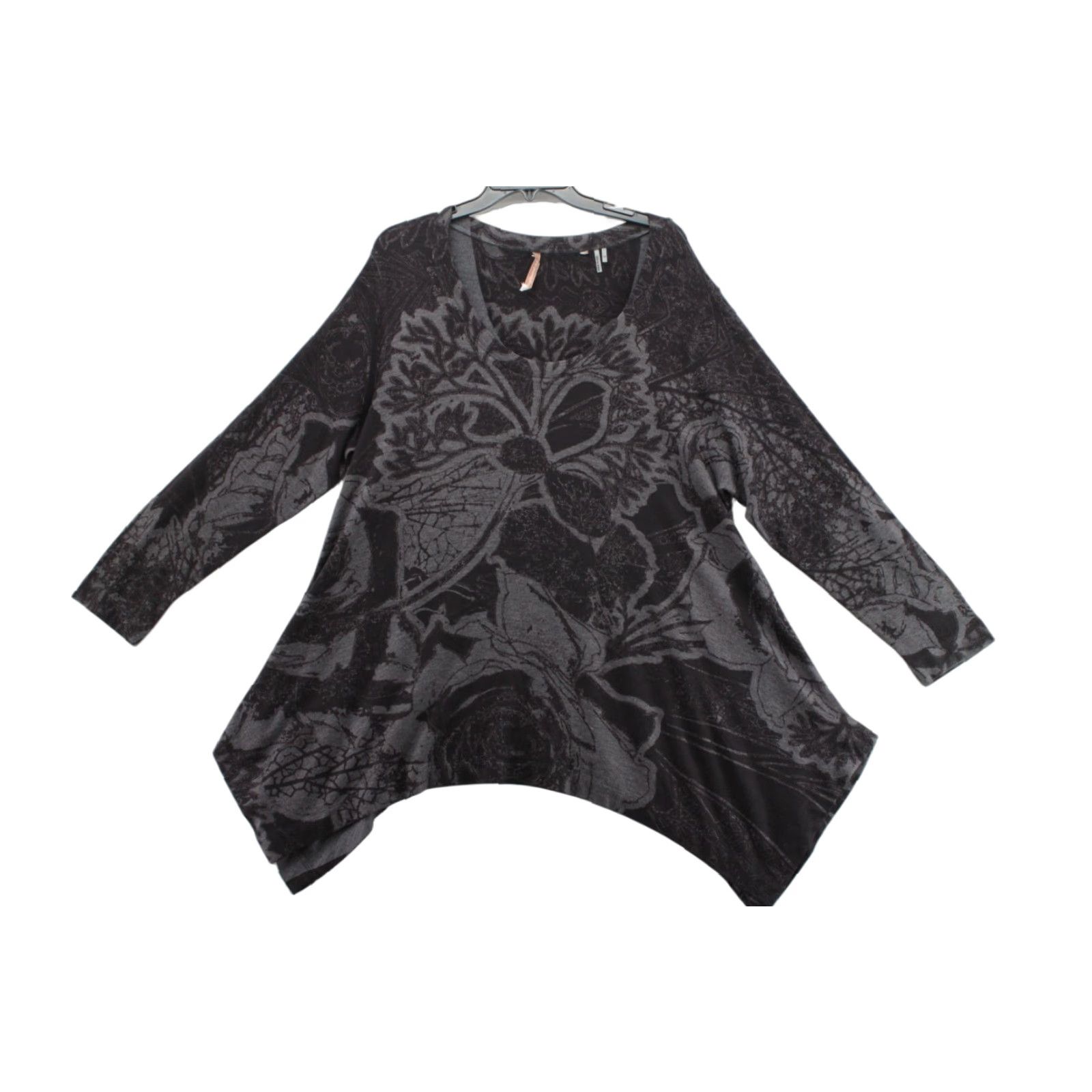 Soft Surroundings Soft Surroundings Tunic Top Women 1X Asymmetrical Hem A-Line Gray Black Pullover Size XL / US 12-14 / IT 48-50 - 1 Thumbnail