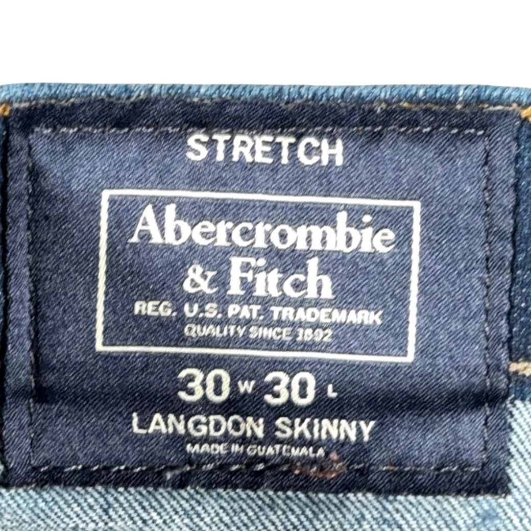 Abercrombie & Fitch Abercrombie & Fitch Jeans Mens 30x29 Blue Dark Wash Denim Langdon Skinny Stretch Jeans Mens Regular 30 Blue Dark Wash Skinny Stretch Langdon Size US 30 / EU 46 - 5 Thumbnail
