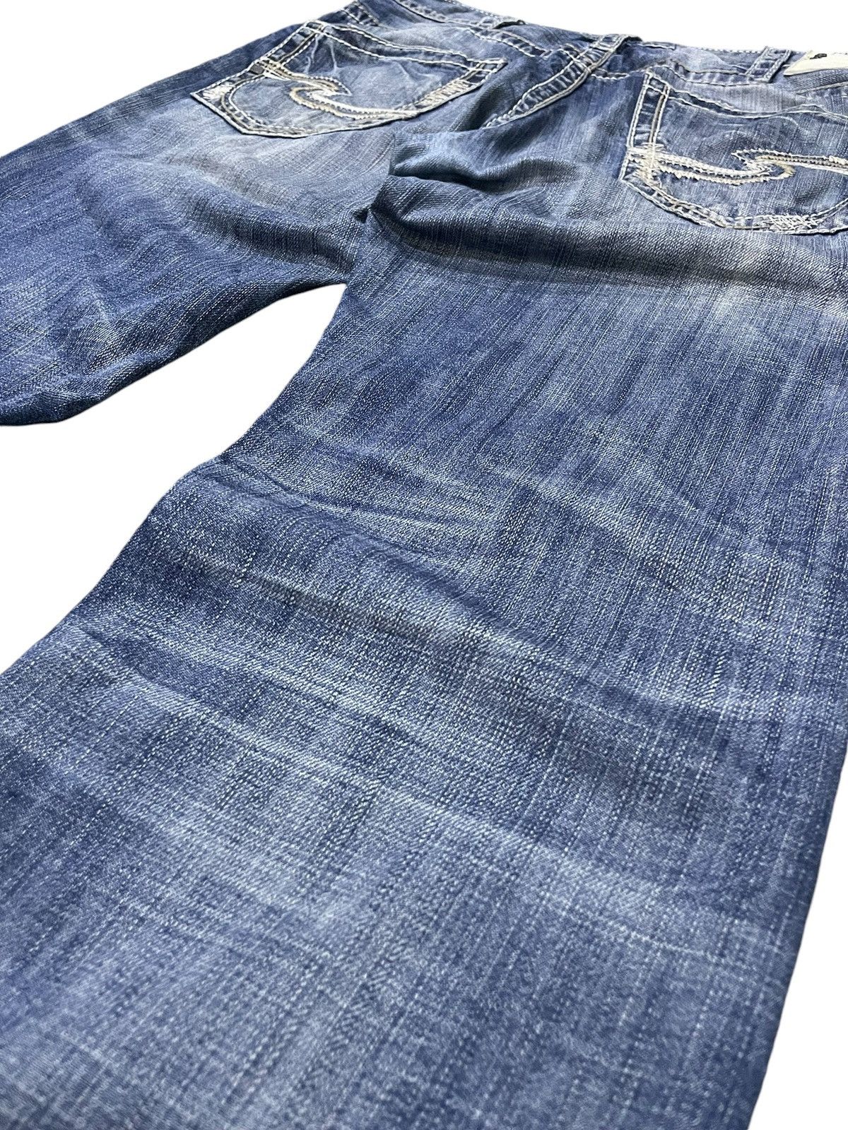 Japanese Brand × semanticdesign Silver Heavy Stitched Loose Straight Baggy Jeans Size US 32 / EU 48 - 17 Thumbnail