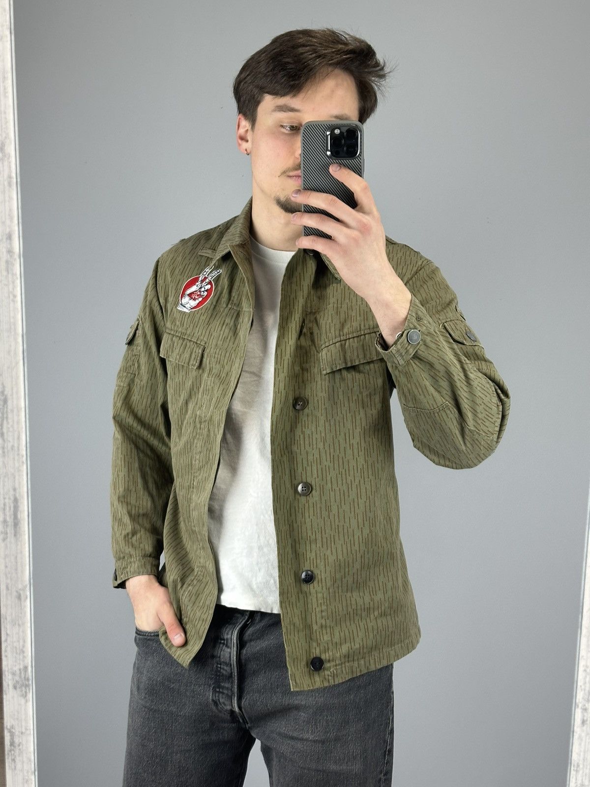 Vintage Vintage Rain Camo jacket military olive green embroidered Size US M / EU 48-50 / 2 - 2 Thumbnail
