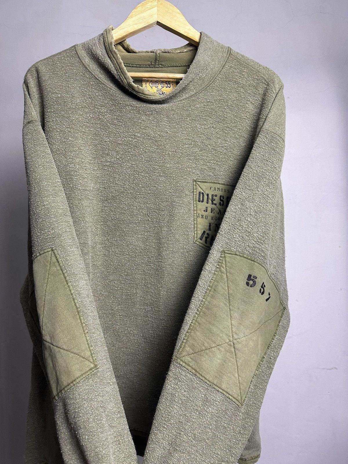 Diesel × Le Grande Bleu (L.G.B.) Ripped Diesel Army Longsleeve Sweatshirt Size US L / EU 52-54 / 3 - 2 Thumbnail