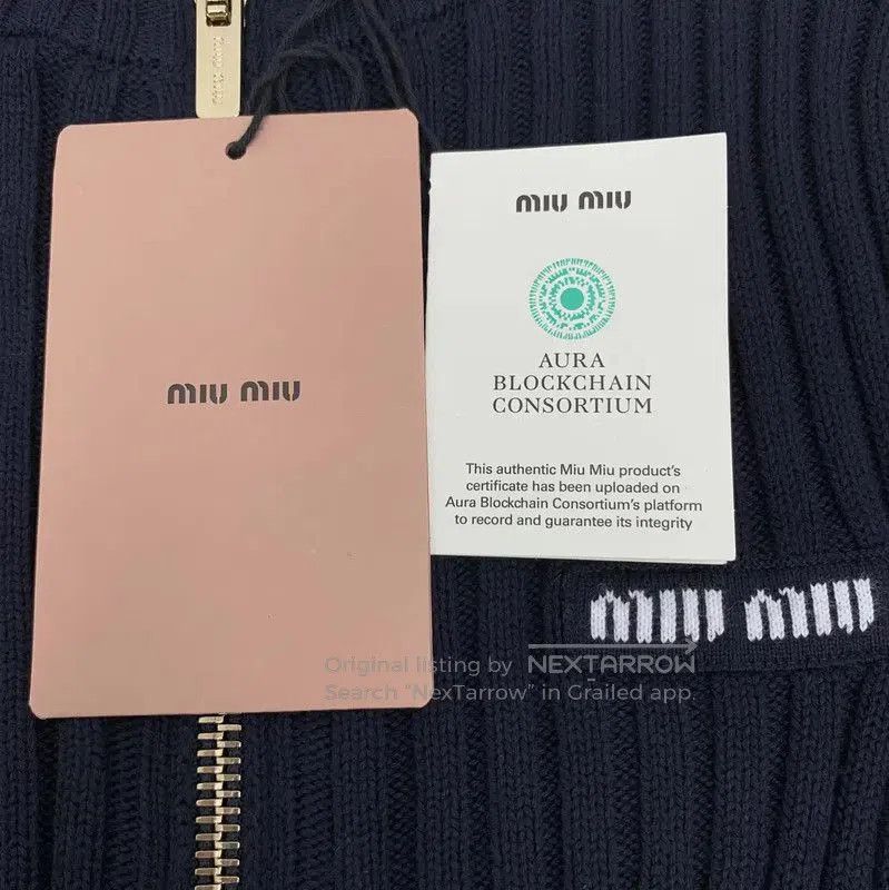 Miu Miu Miu Miu Women's Deep Blue Cotton Sweater . Size XS / US 0-2 / IT 36-38 - 5 Thumbnail
