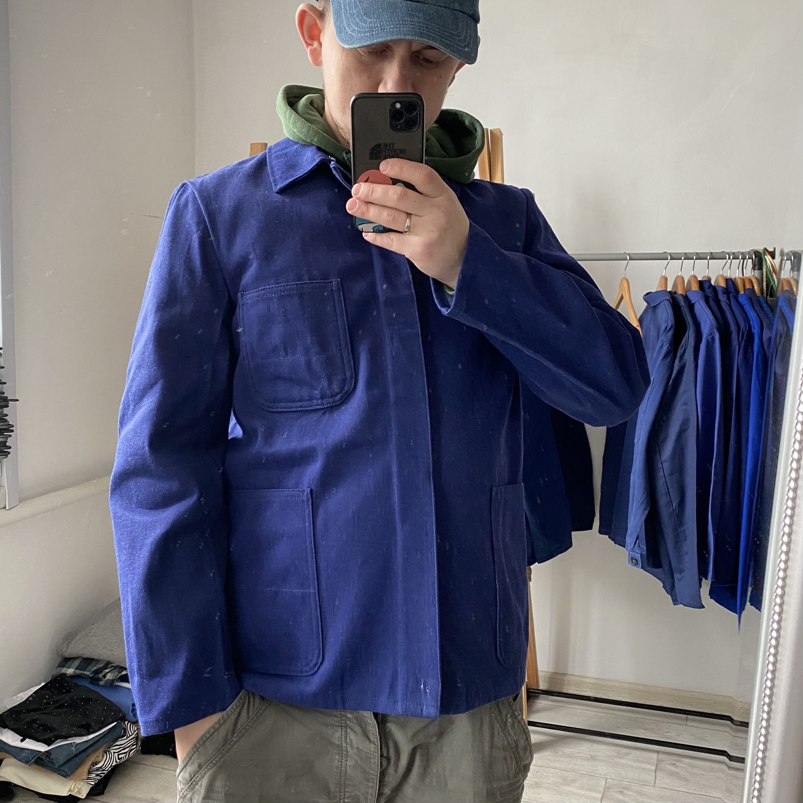 Le Laboureur Vintage 70-80 Heavy Denim Sanfor French Chore jacket Size US M / EU 48-50 / 2 - 1 Thumbnail