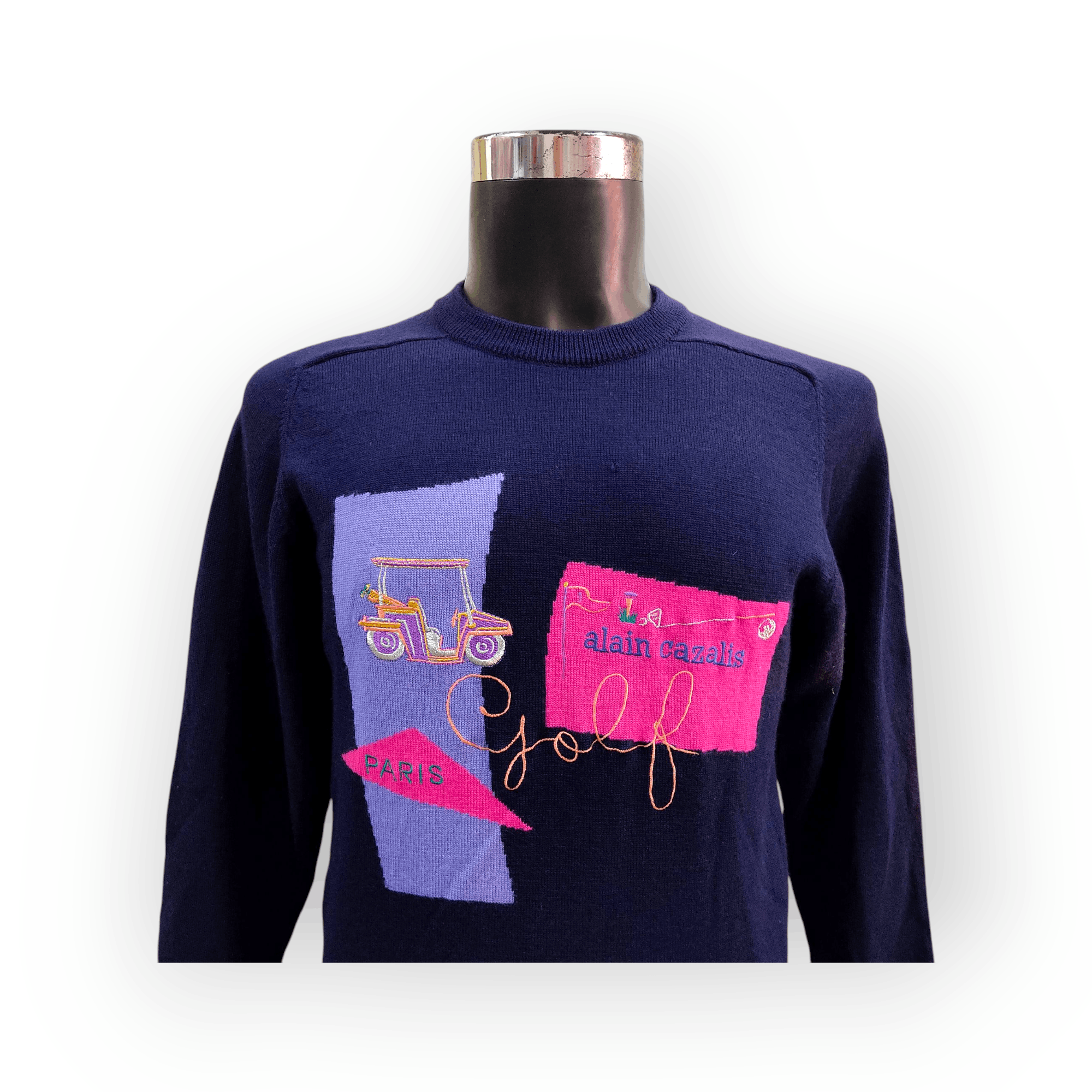 Designer × Les Artists × Vintage Alain Cazalis Paris Golf Comics Art Wool Sweatshirt Size US S / EU 44-46 / 1 - 2 Thumbnail