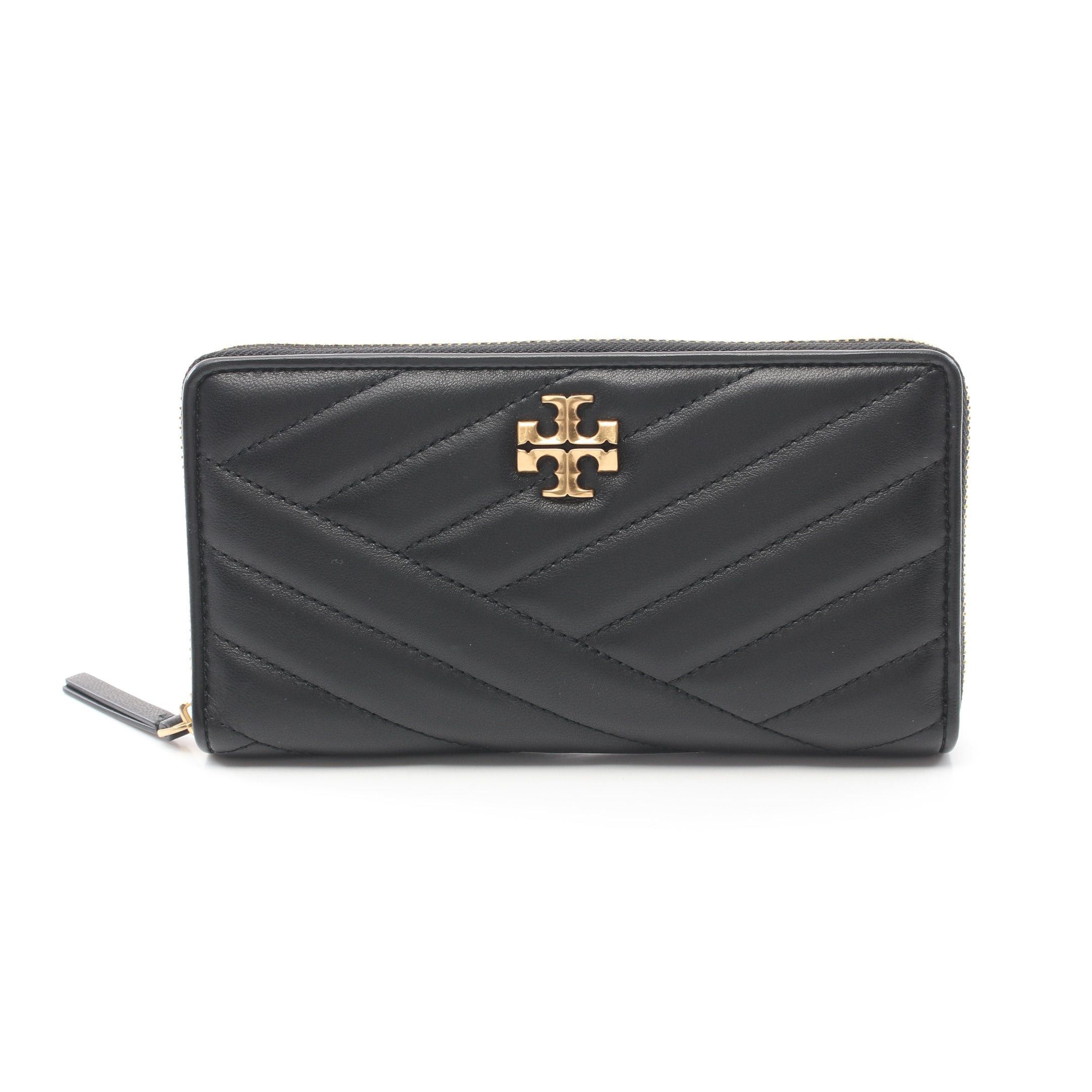 Tory Burch Tory Burch Kira Chevron Round Zipper Long Wallet Leather Black Size ONE SIZE - 1 Thumbnail